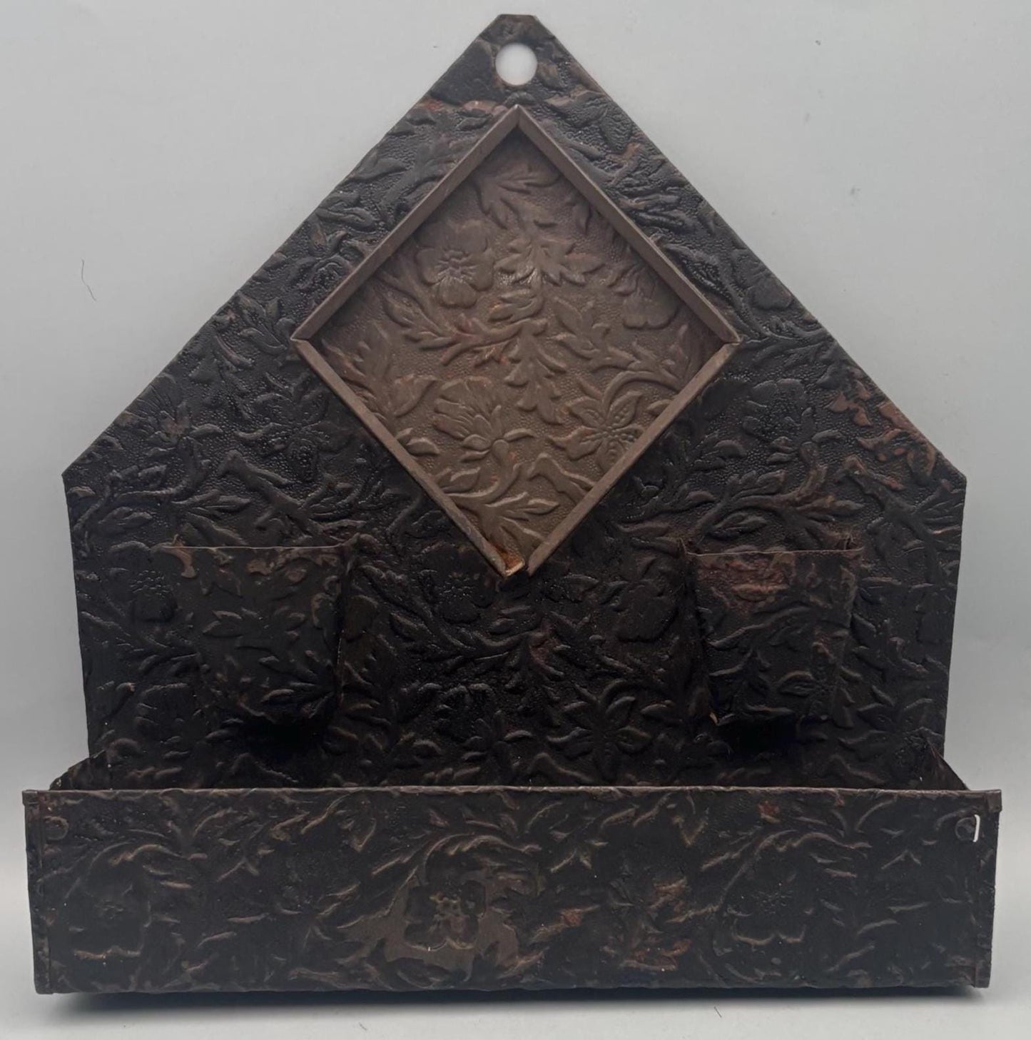 Vintage Embossed Copper Match Wall Mount Holder Kitchen Wall Rack Lover Antiques and Vintage