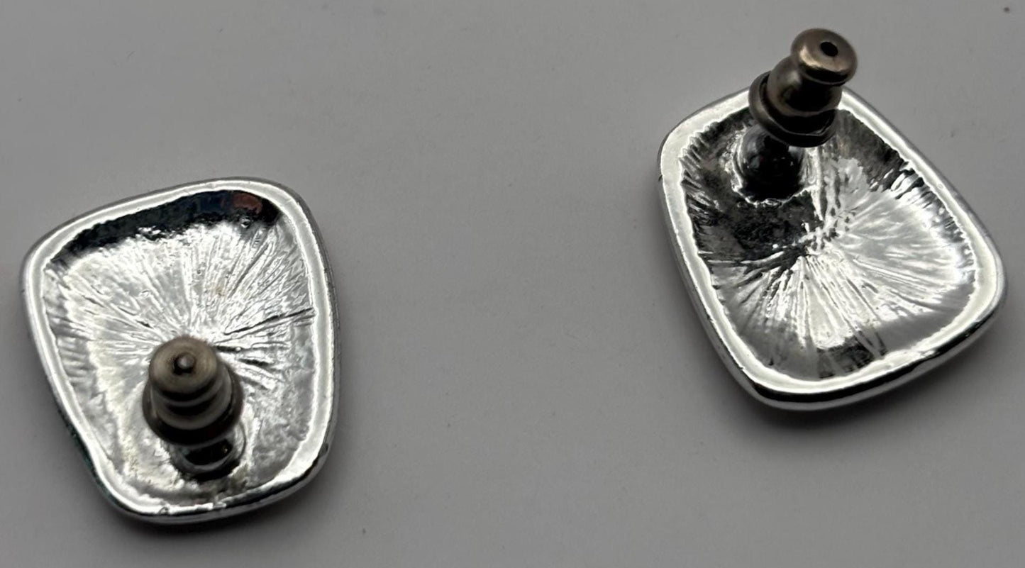 Vintage Mustard Silver Enamel Earrings Lover Antiques and Vintage