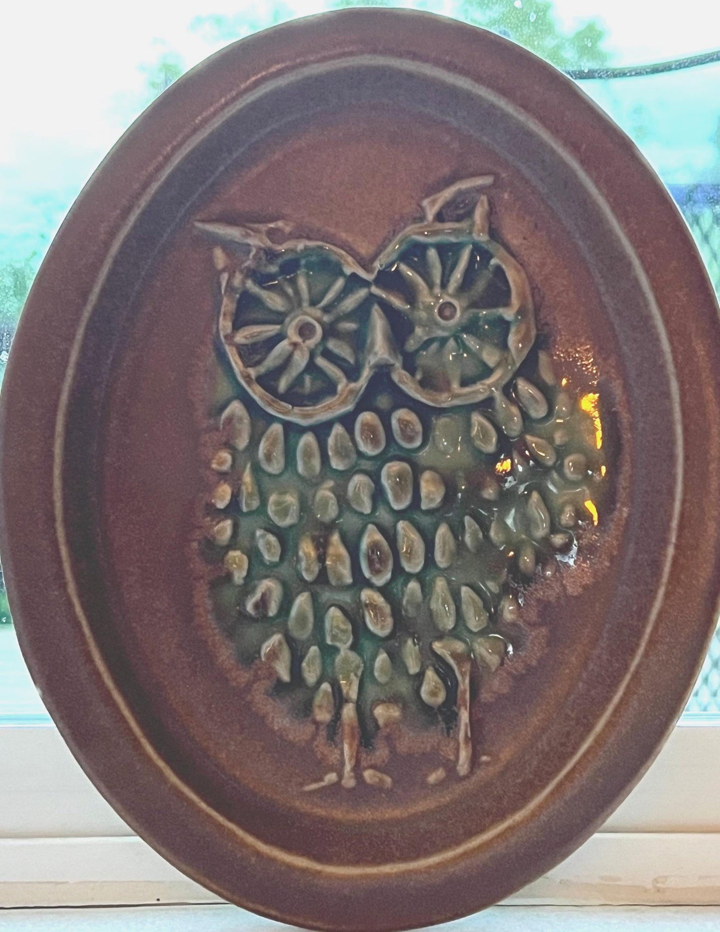 Vintage Owl Wall Hanging by Bennington Vermont Cooperative David Gil Design Plate Plaque Plaque Owl With Hook Lover Antiques and Vintage
