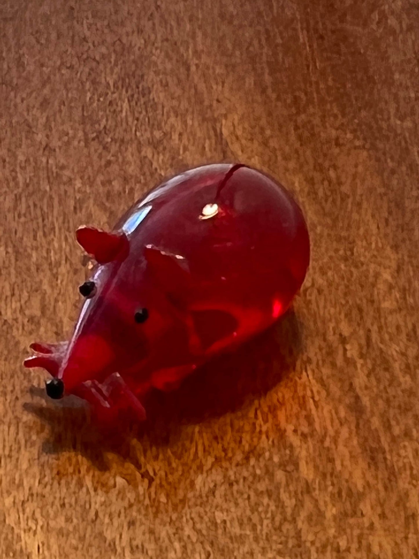 Vintage Fenton Ruby Red Glass Mouse Figurine - Collectible Art Glass