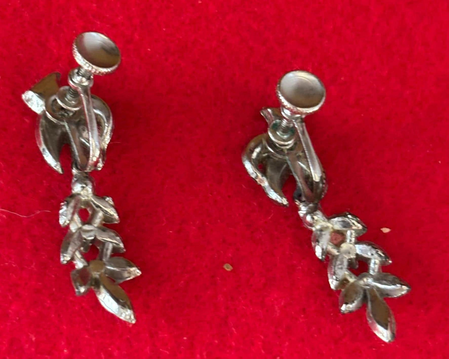 Bird and Leaf Rhinestone Silver Earrings