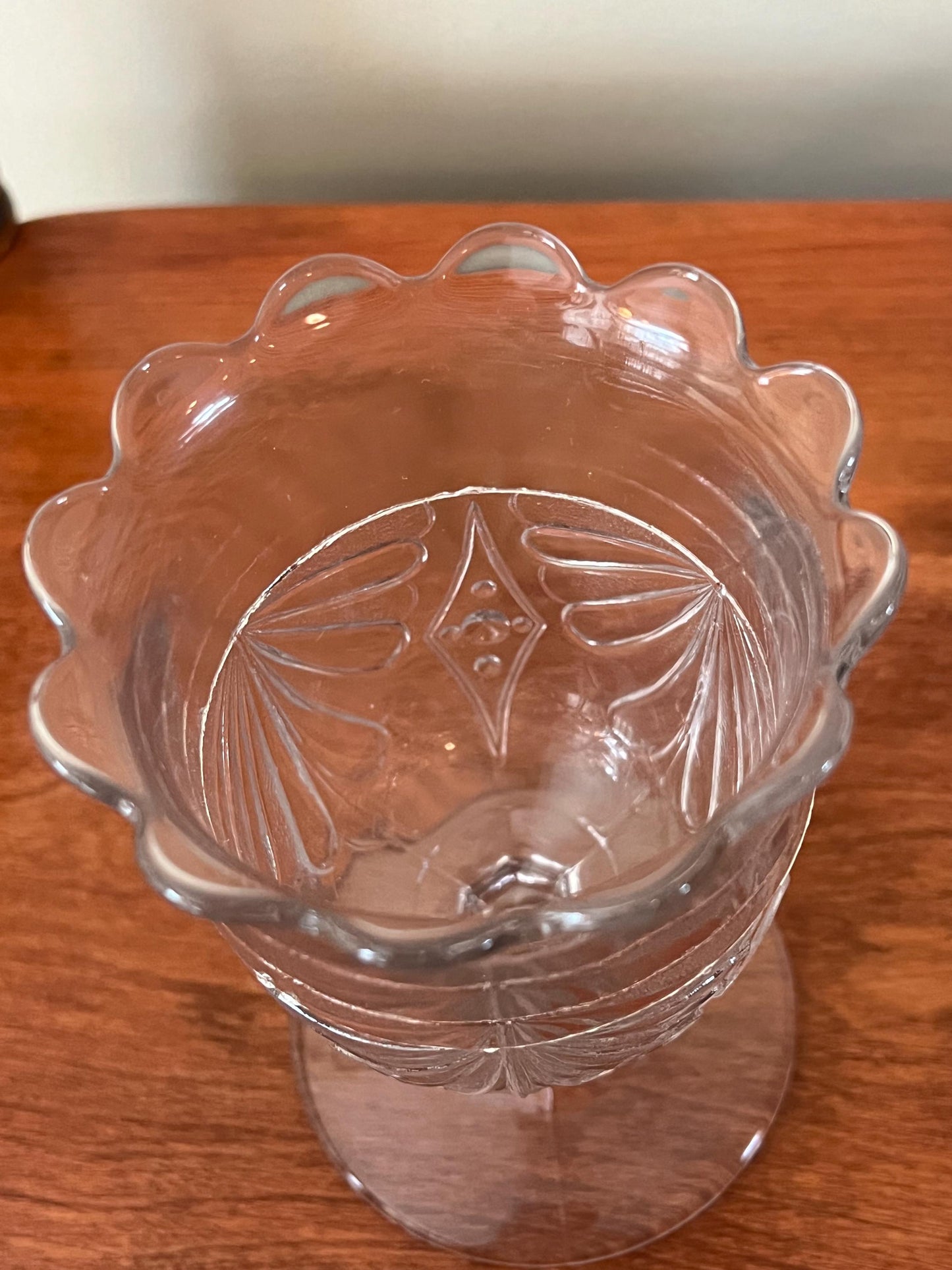 Vintage McKee Glass Wine Glass Water Cup Spooner 1880’s Fan with Diamonds Glass Art Lover Antiques and Vintage