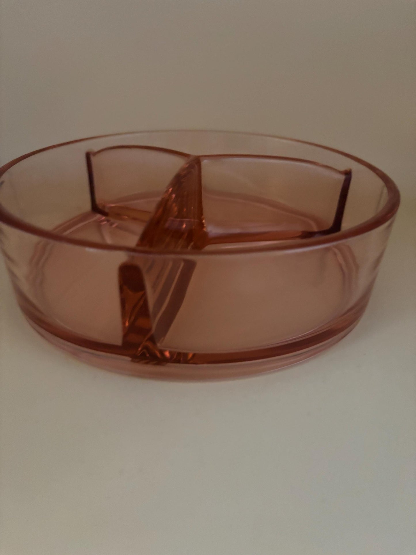 Vintage Pink Fostoria Versailles Glass Divided Relish Bowl