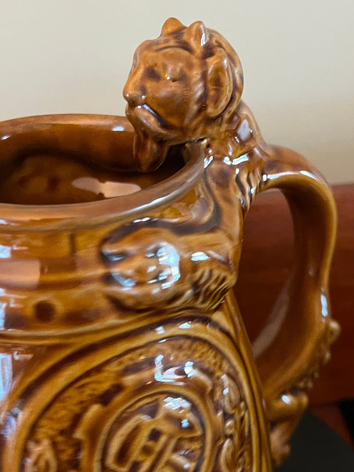 Vintage Lion Stein Mug, Czestochowa Poland Cup with Lion Handle, Lover Antiques and Vintage