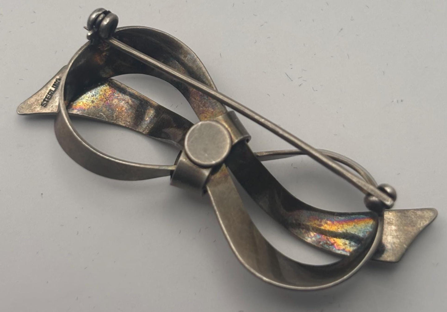 Sterling Silver Bow Brooch, Tied Ribbow Bow Pin, Lover Antiques and Vintage