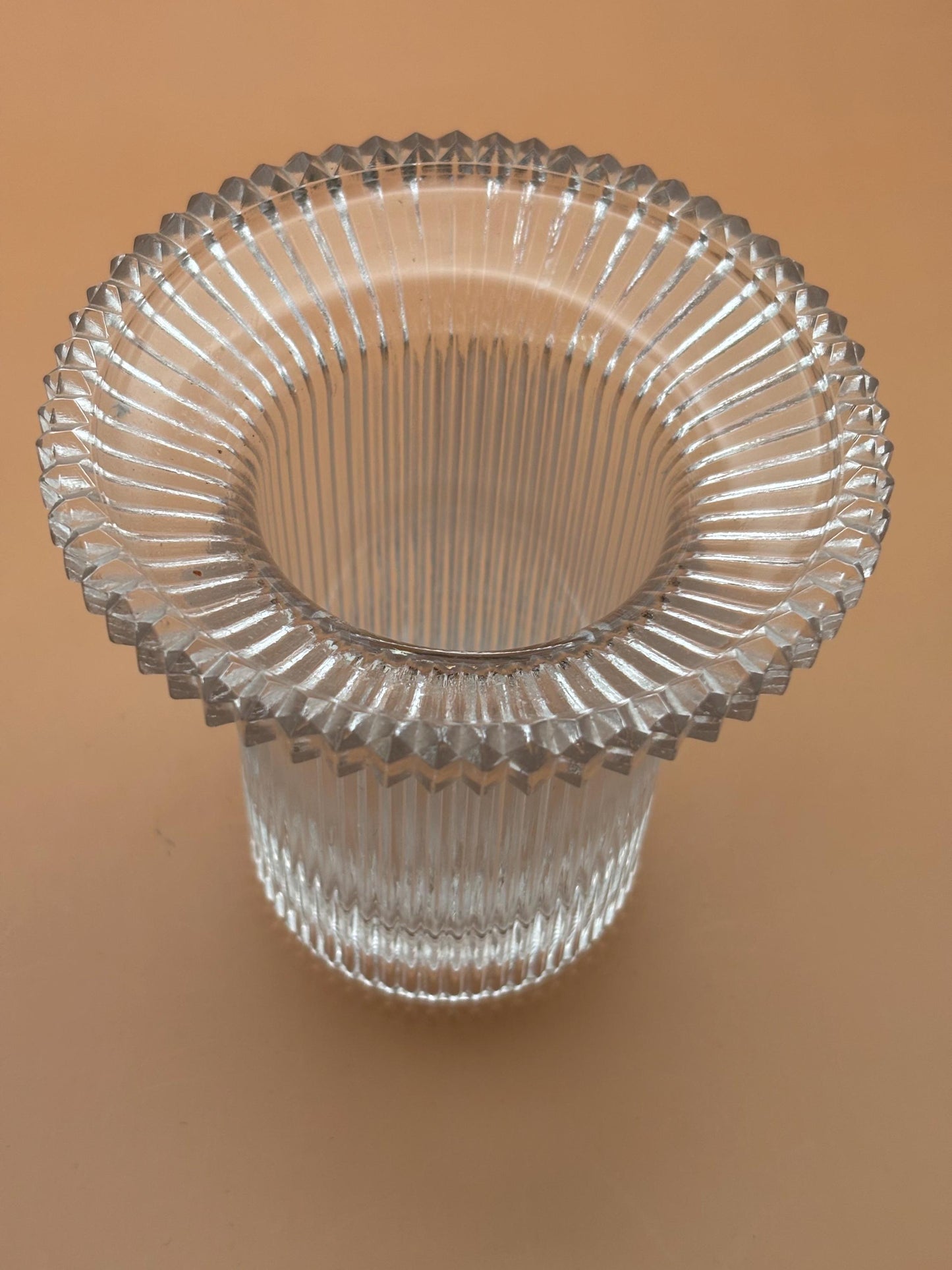 Vintage  Clear Glass Ribbed Candle Holder Vase Reversible Votive Pillar Candleholder Lover Antiques and Vintage