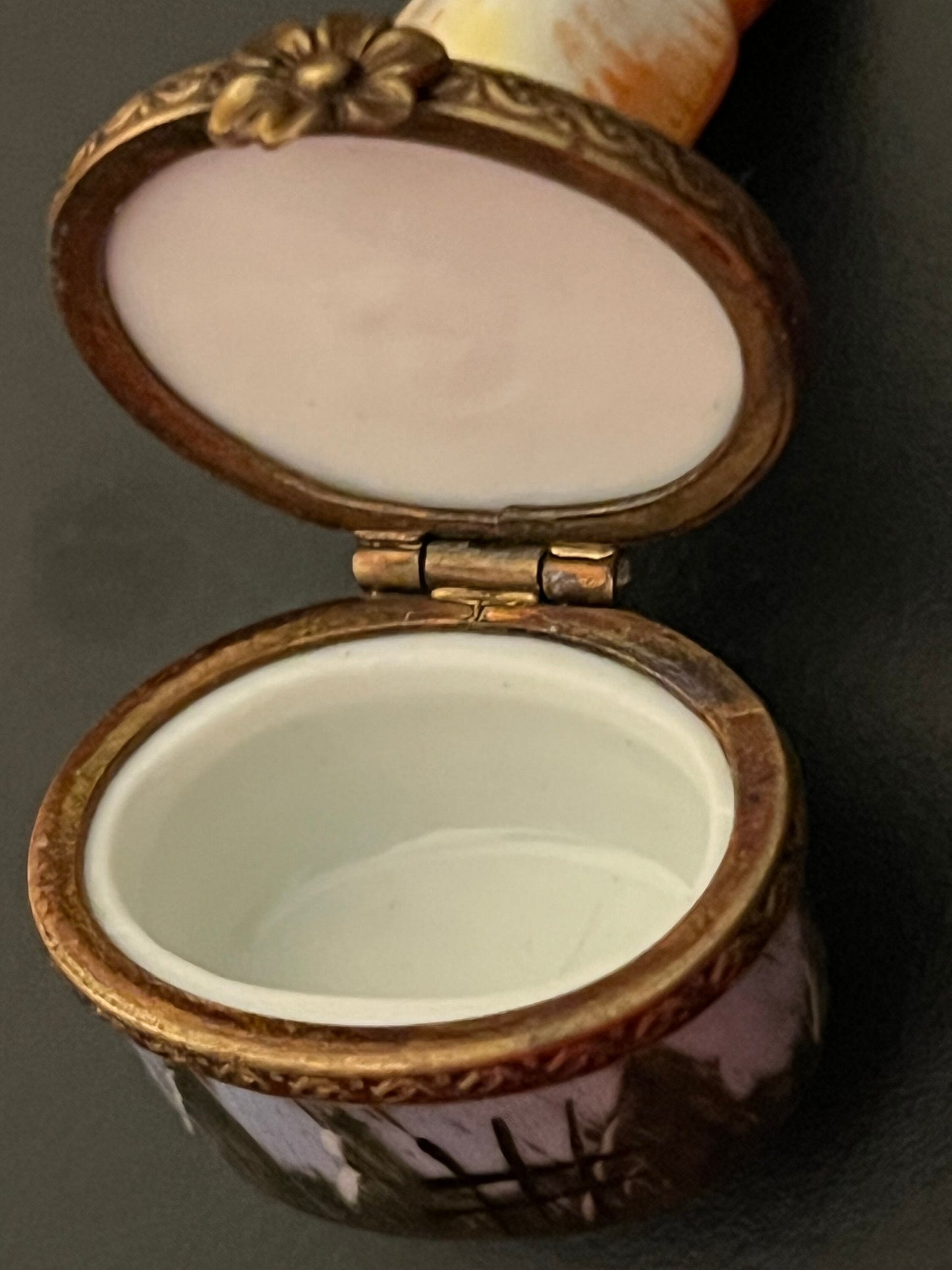 Vintage Limoges Owl Trinket Box: Chamart Peint Main Porcelain