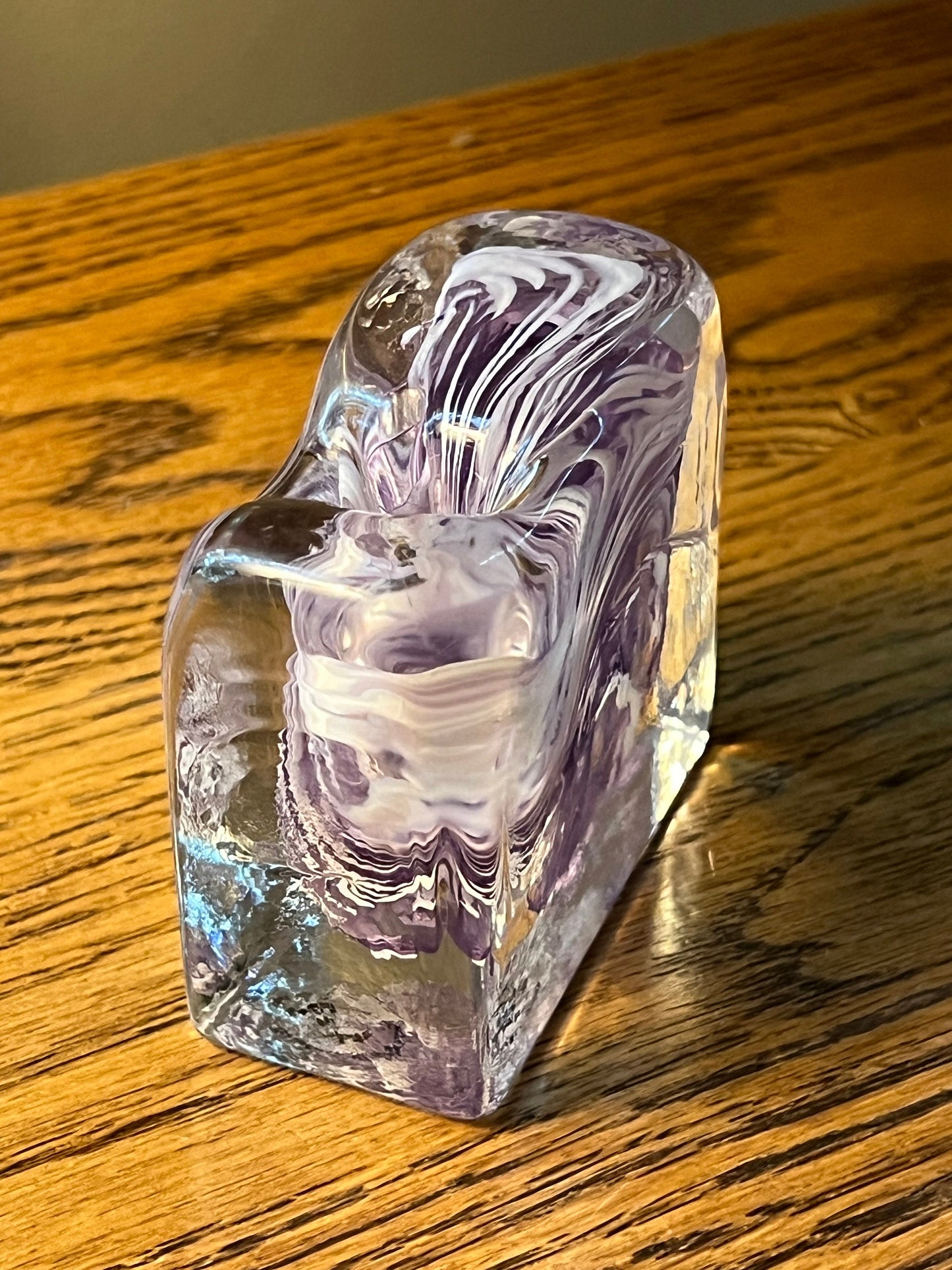 Vintage Purple & White Swirl Glass Pen Holder, Made in USA, Lover Antiques and Vintage