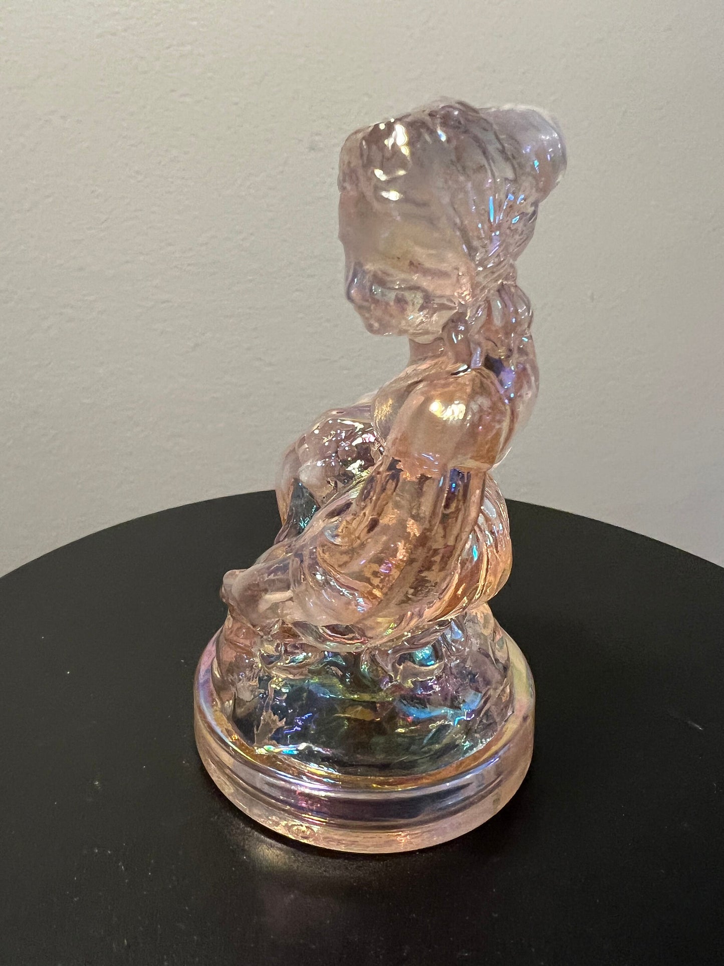 Vintage Summit Art Glass Figurine: Little Women Cindy #2, Pink Opalescent Sculpture