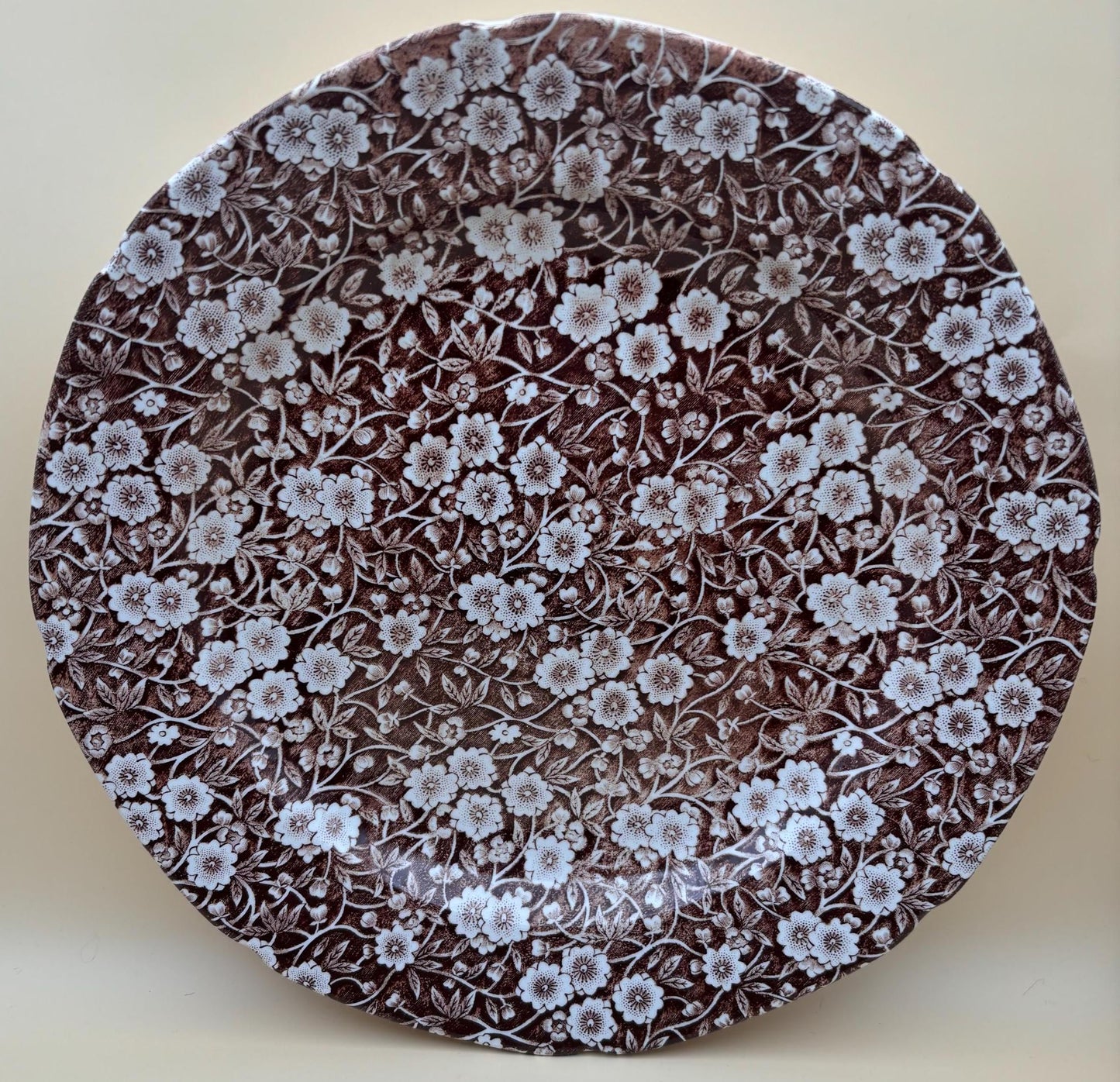 Vintage Royal Crownford Ironstone England Brown and White Floral Transferware Plate Lover Antiques and Vintage