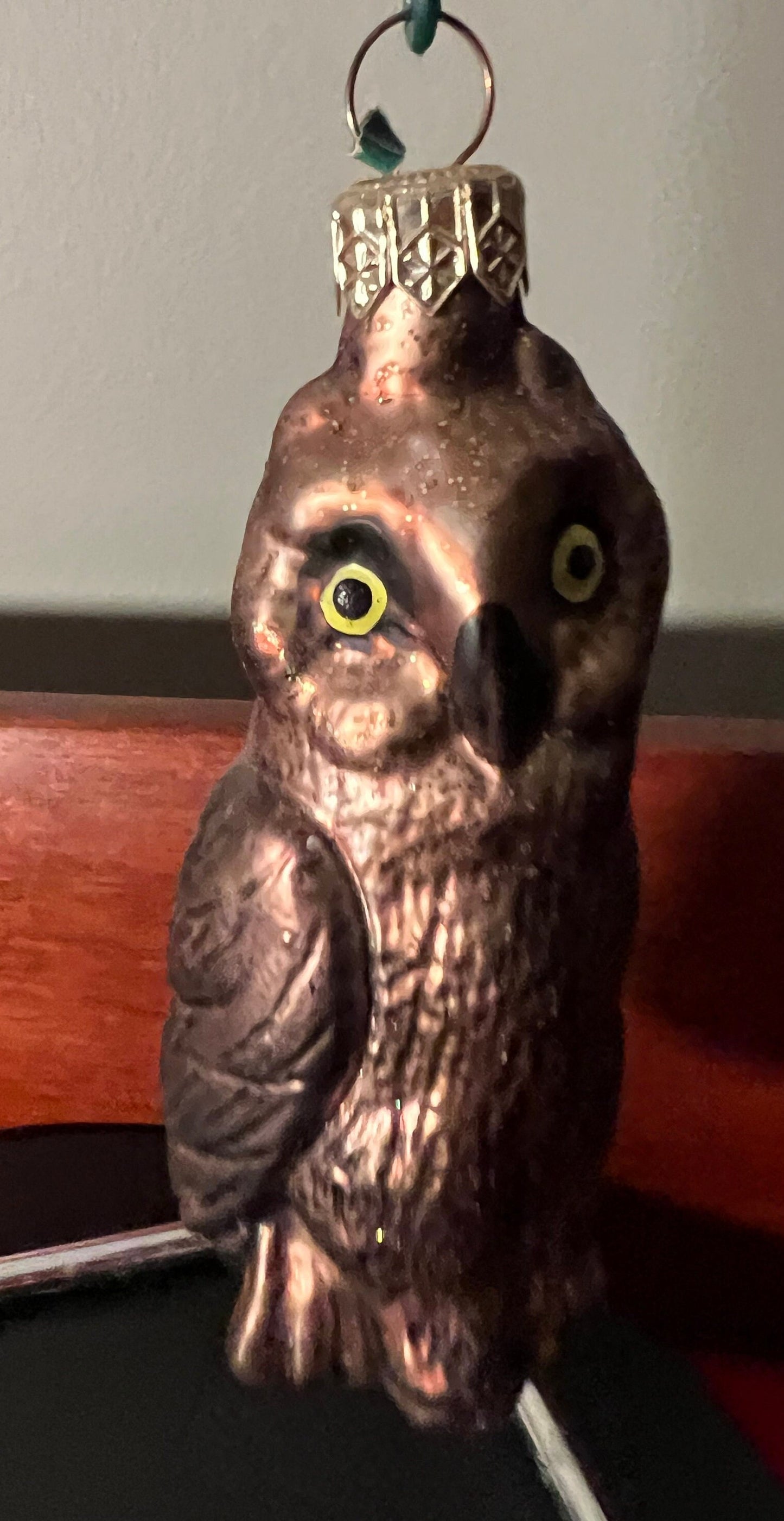 Vintage Hand Blown Glass Owl Ornament - Made in Germany