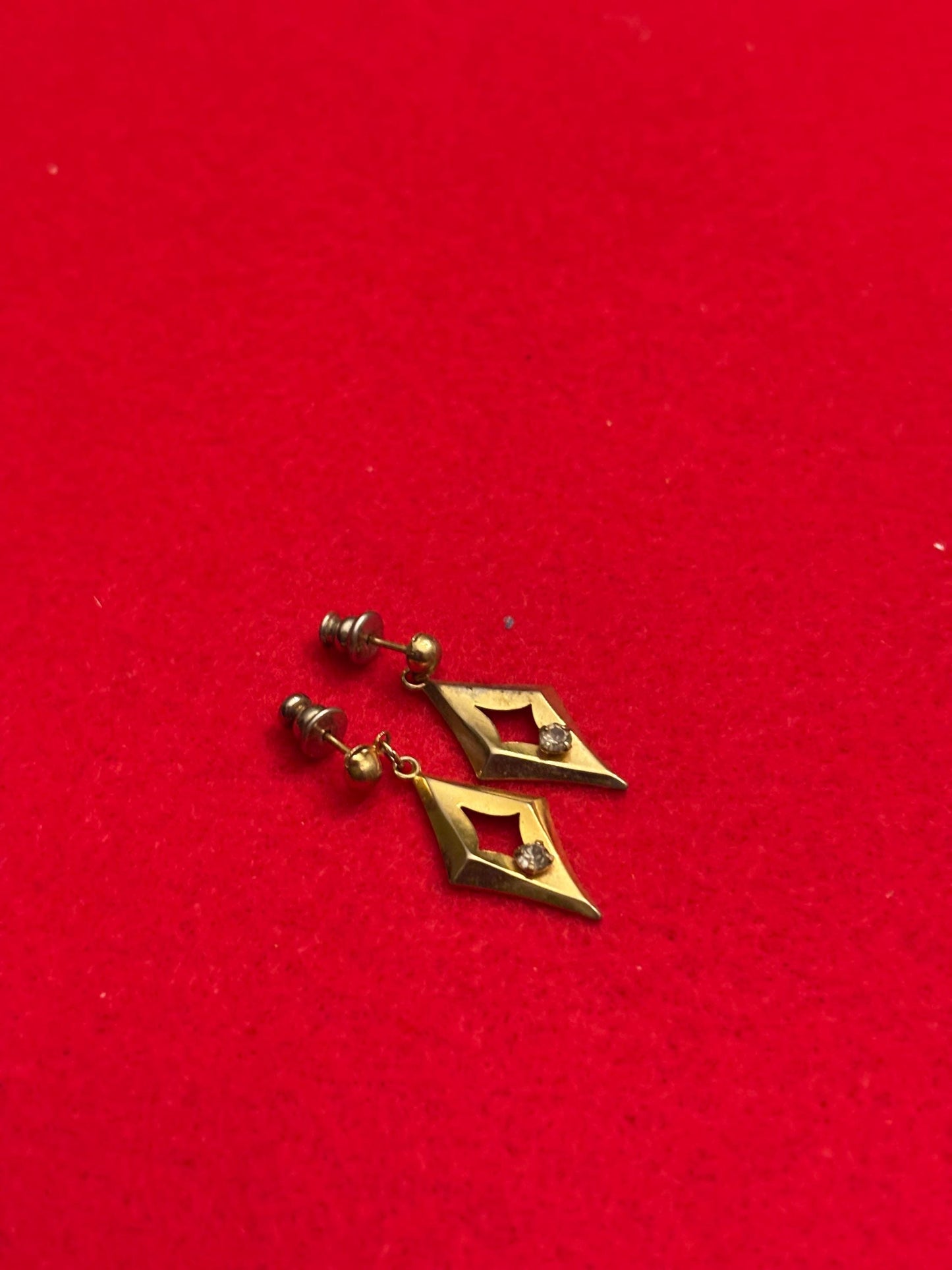 Vintage Diamond Shaped Gold Earrings, Lover Antiques and Vintage