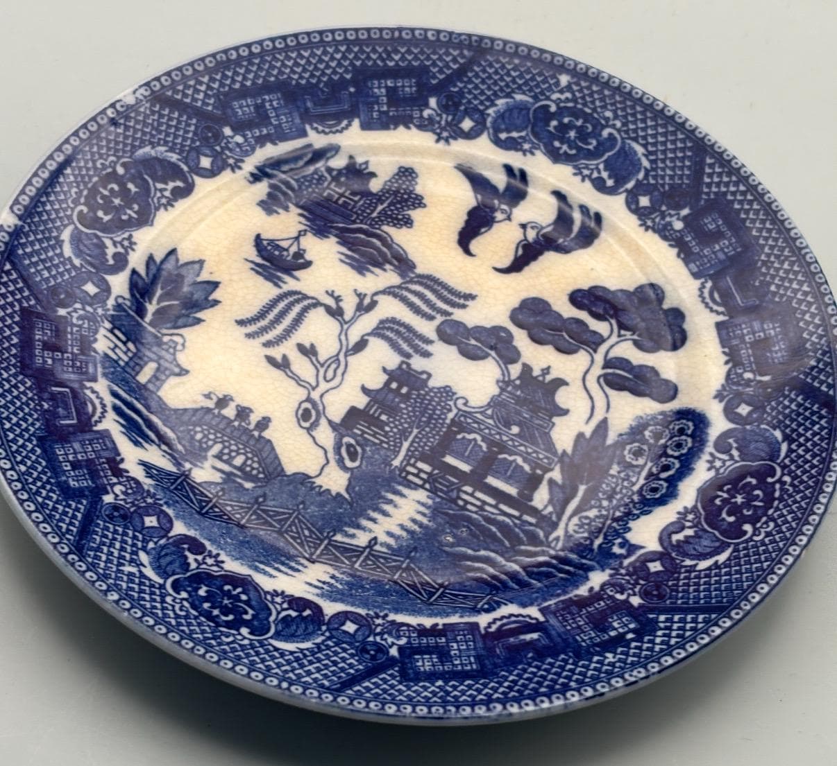 Antique Blue Willow Plate, Bone China, Signed Made in Occupied Japan, Lover Antiques and Vintage