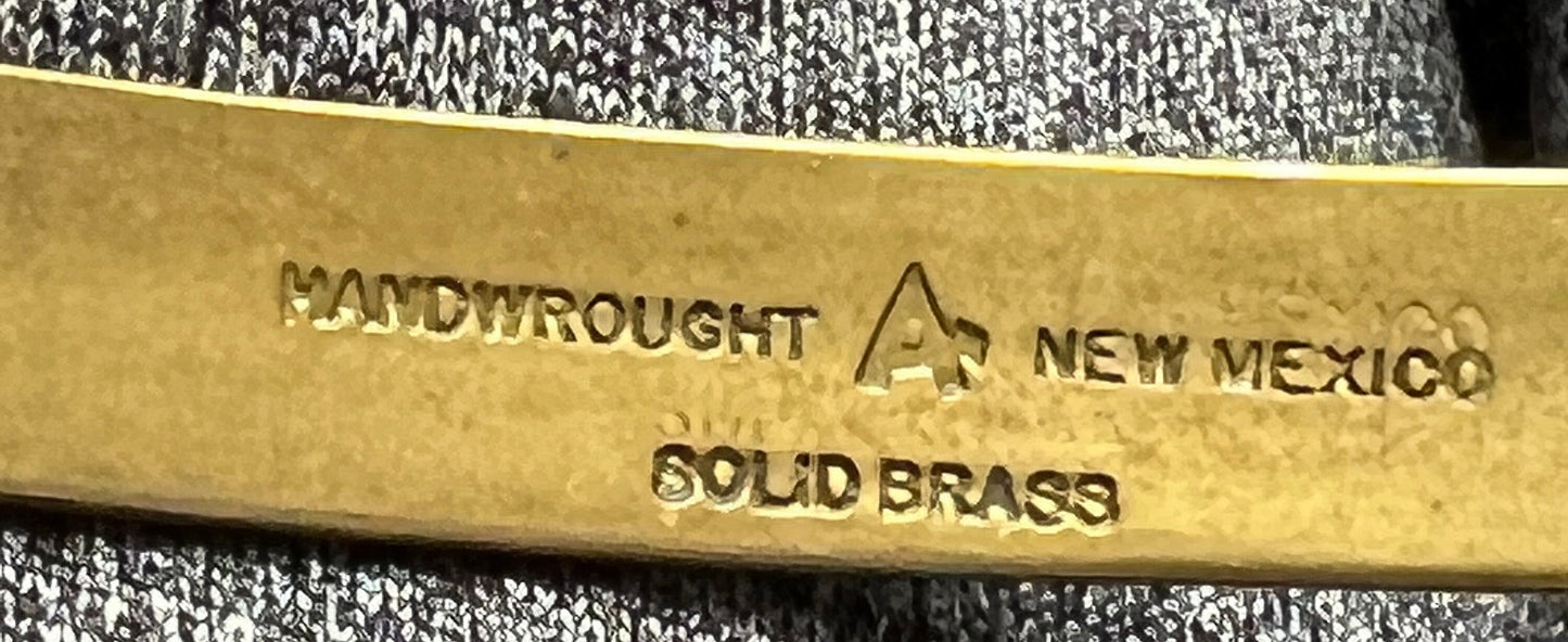 Vintage brass choker necklace hand wrought in New Mexico Solid Brass handwrought