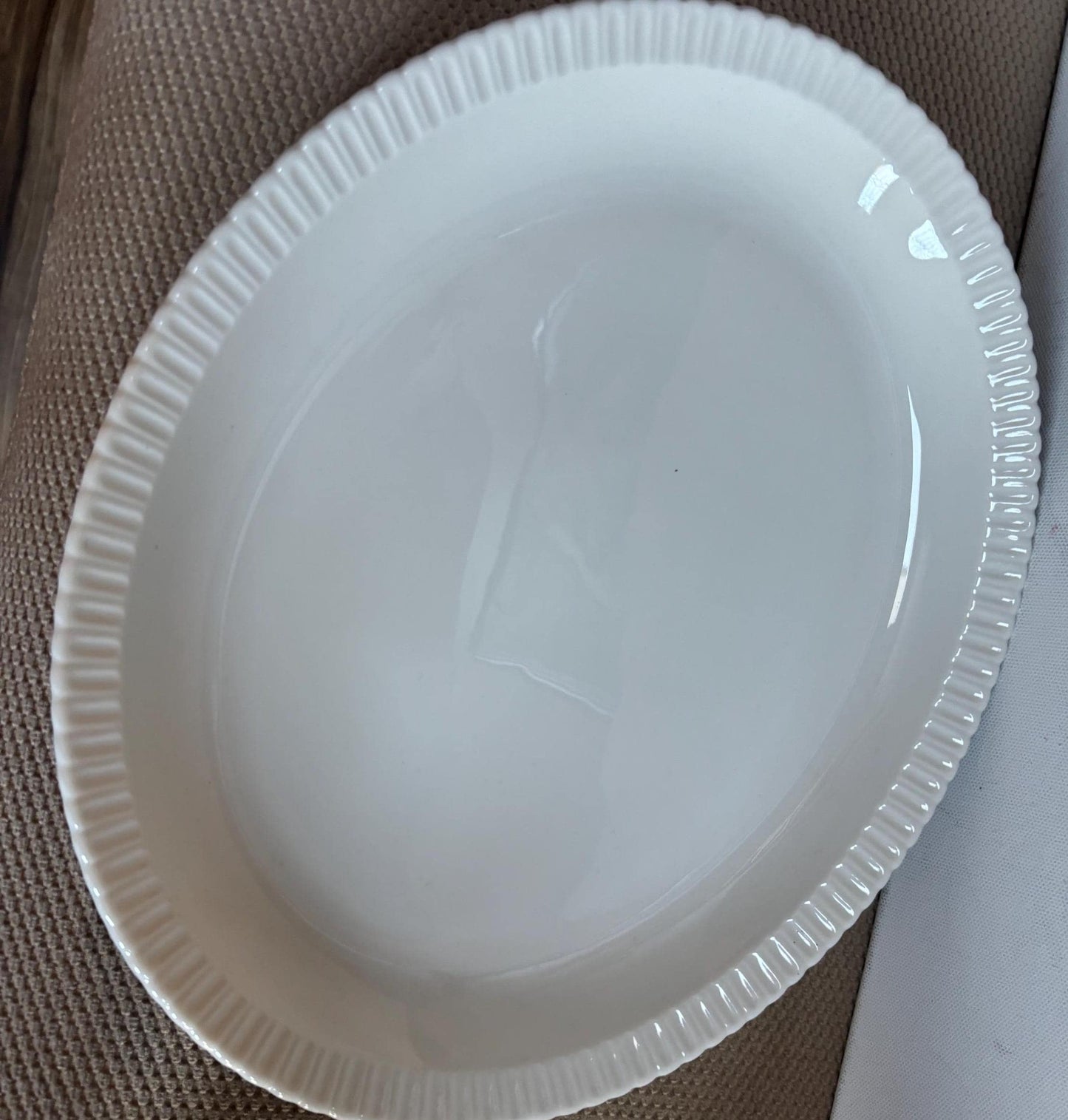 Vintage Shelledge White Large Platter with Narrow Flutes Edging Syracuse China Lover Antiques and Vintage