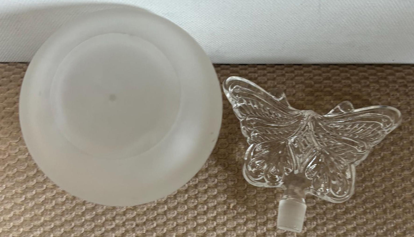 Vintage Glass Butterfly Perfume Bottle Frosted Glass Base Lover Antiques and Vintage