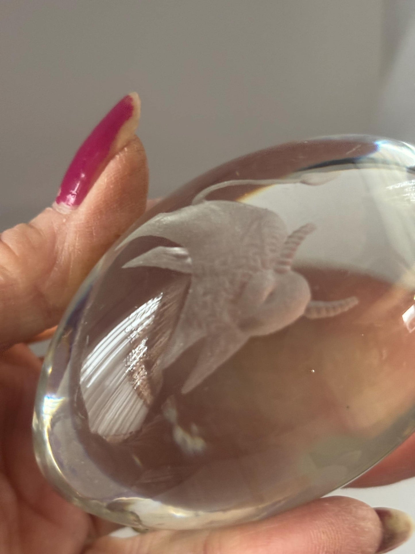 Vintage Ekenas Crystal Glass Paperweight Etched Taurus Bull Sweden