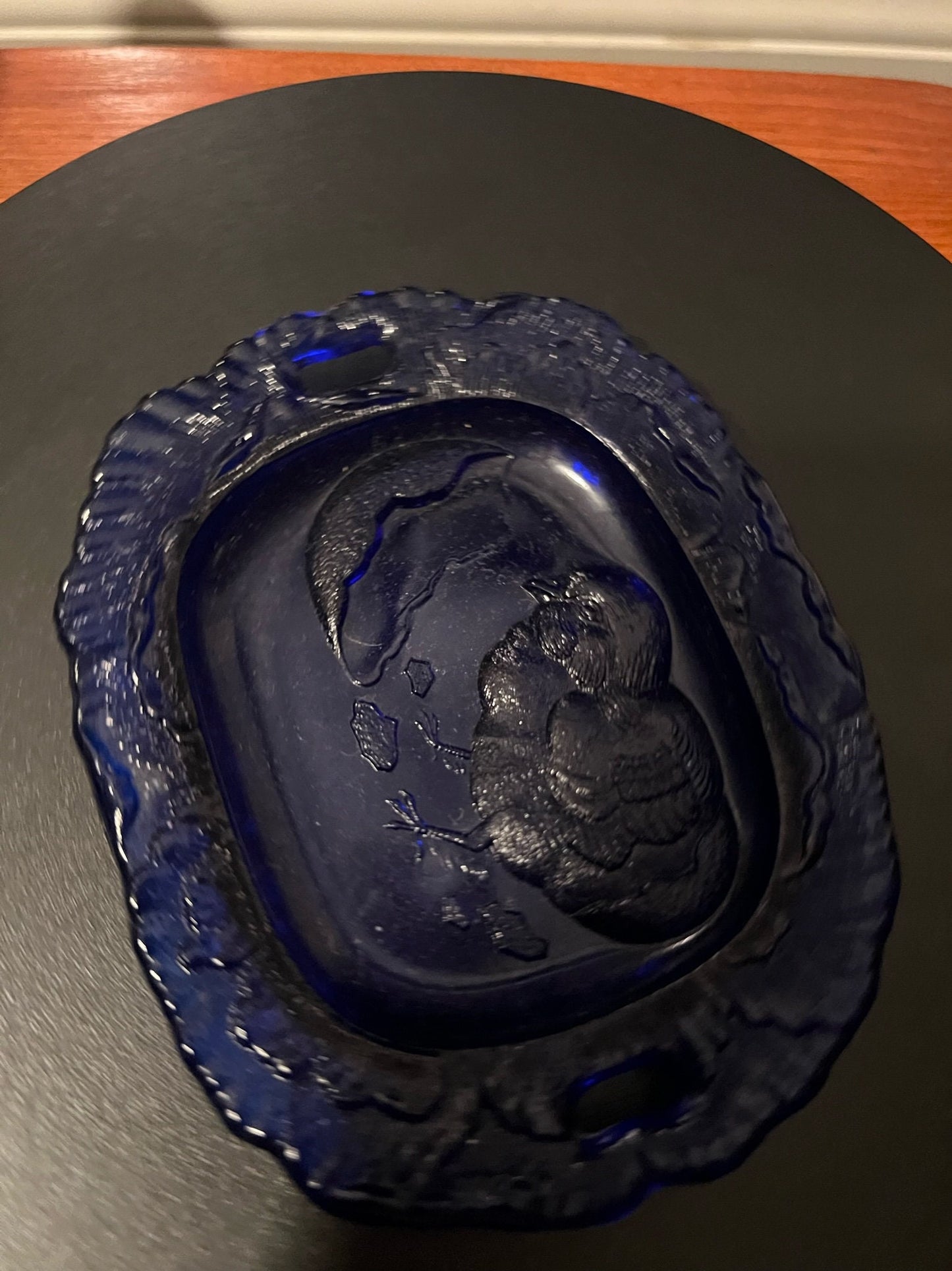 Vintage Purple Pressed Glass Chick Plate: Small Glass Art Dish