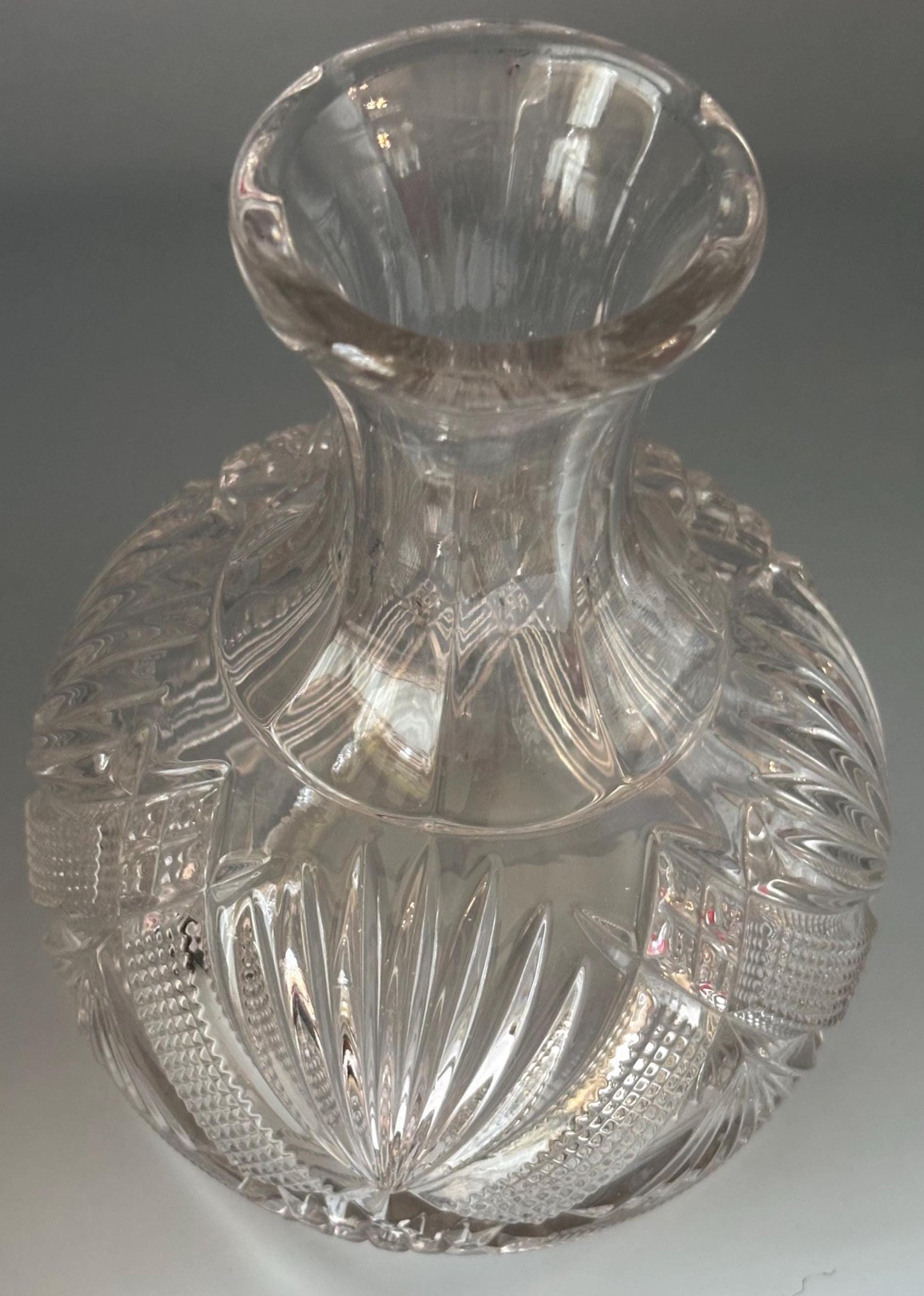 Antique Crystal Water Carafe: Duncan and Sons #28 Diamond Sunburst Design