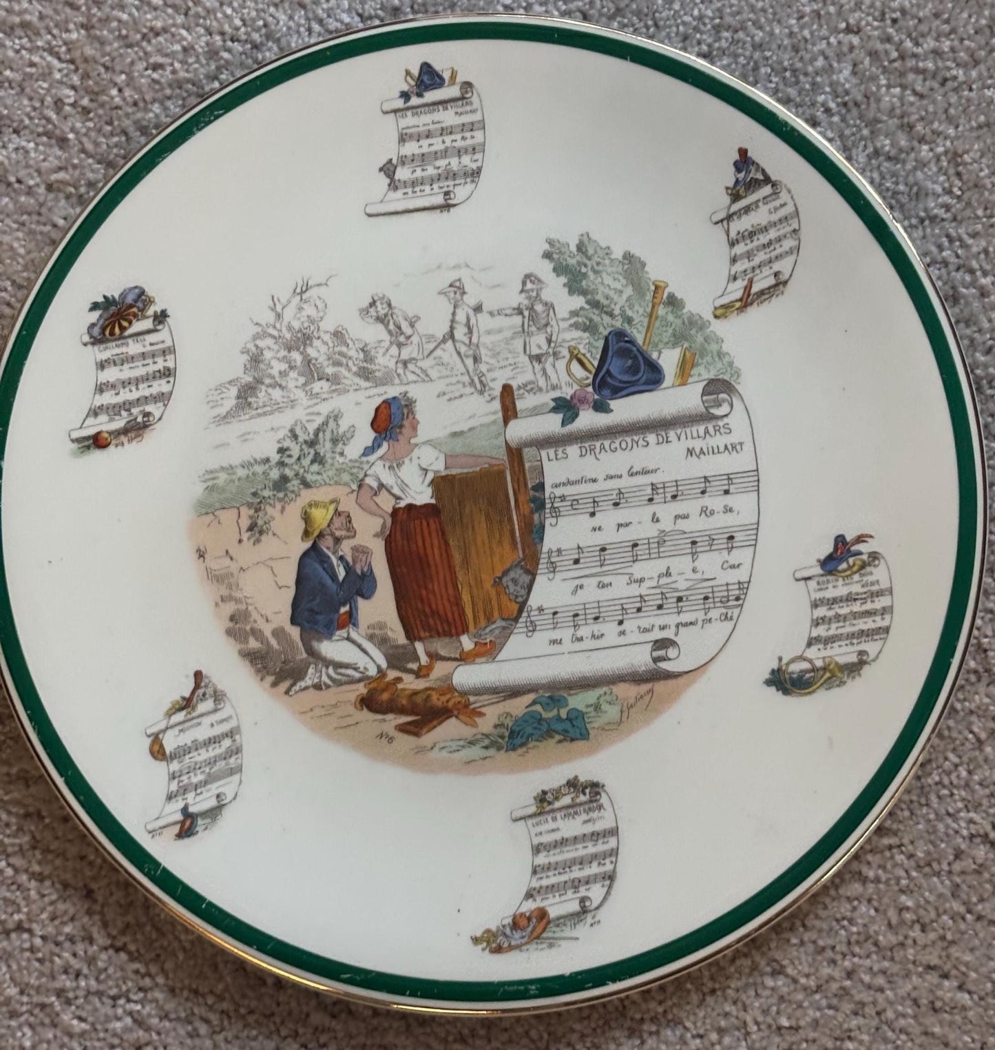 Antique Peasant Village Parry Vieille Very Large Rare French Opera Platter Signed PV Lover Antiques and Vintage
