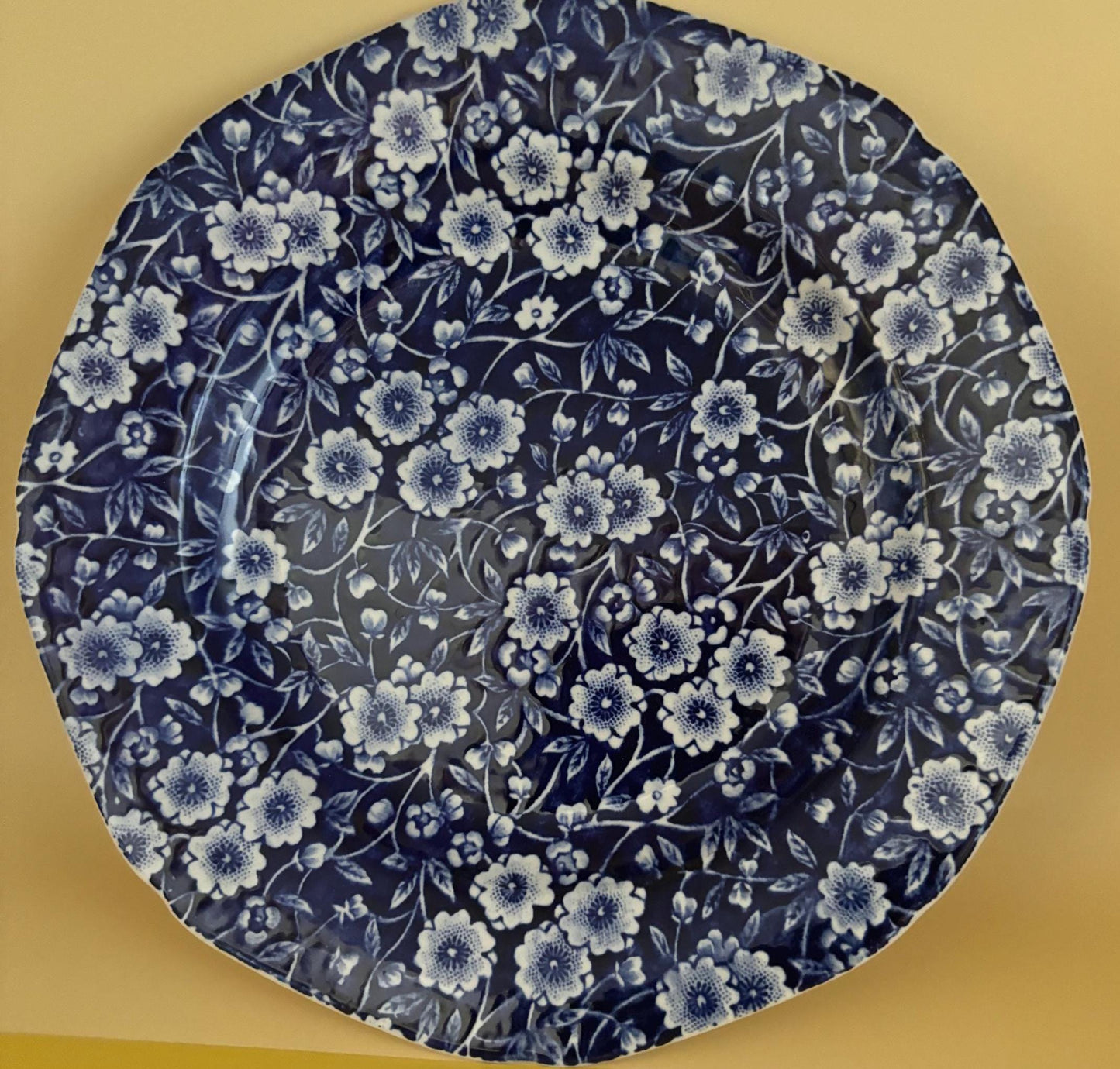 CALICO Blue and White Floral Saucer Plates Royal Crownford Ironstone England Blue and White Floral Transferware Lover Antiques