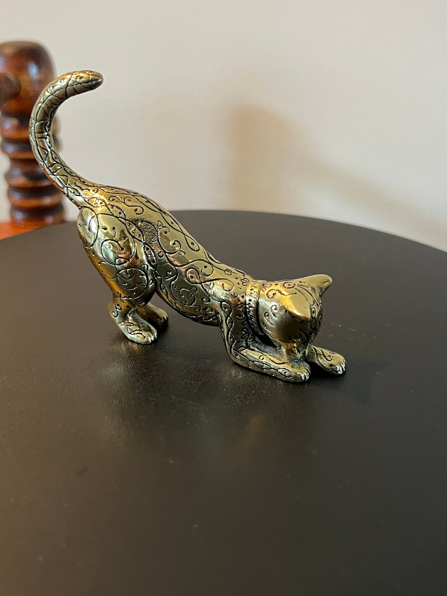 Vintage Brass Leopard Cat Figurine 1986 TFM The Franklin Mint Cats, Lover Antiques and Vintage