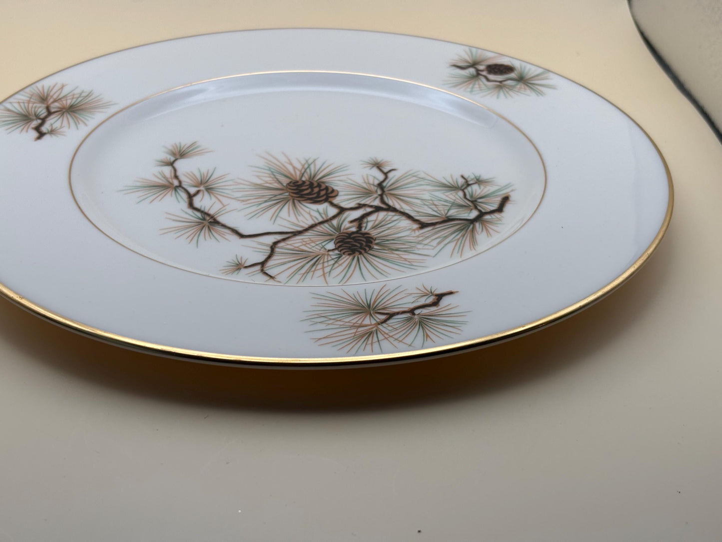 Vintage Lenox Pine Salad Plate, Bone China, Pine Cones and Needles, Lover Antiques and Vintage