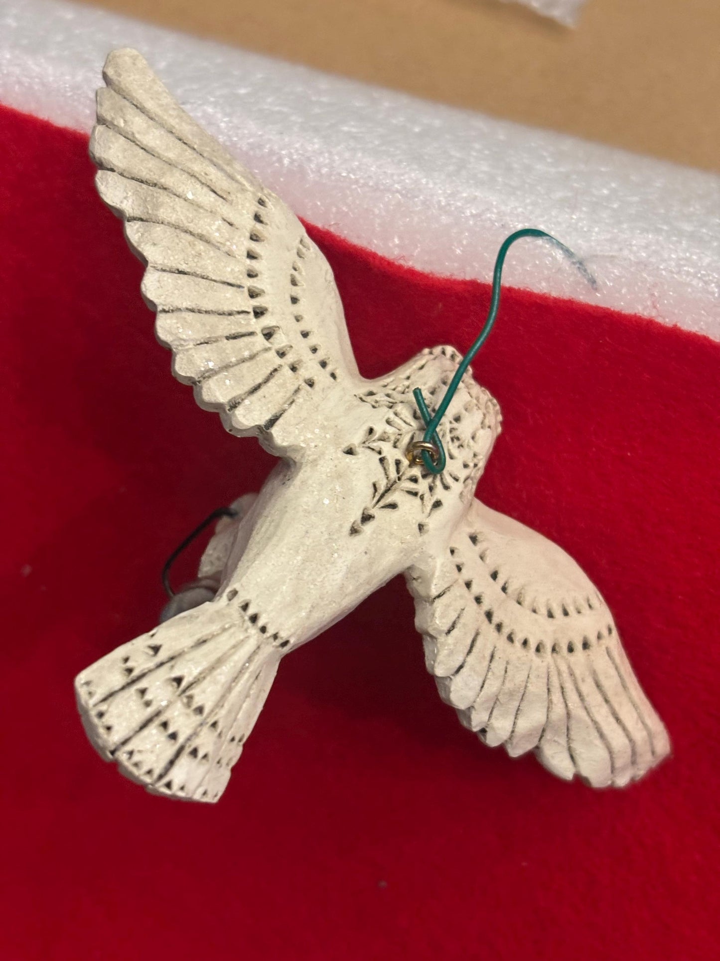 Pam Schifferl Early Hand Carved Owl with Lantern, Wings Spread Carrying a Lantern, Hand Painted Early Owl Carving