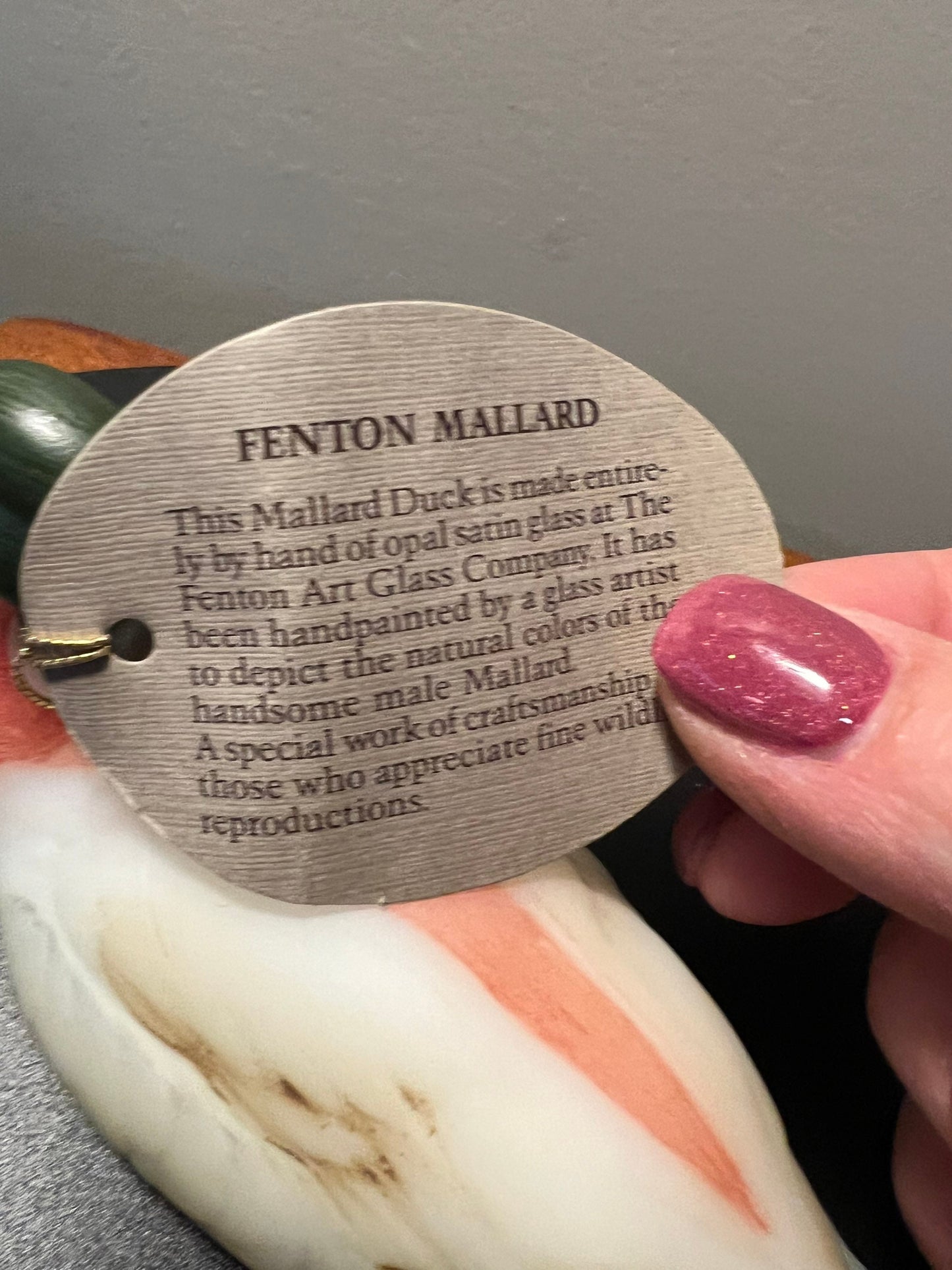 Rare Fenton Drake Mallard Figurine, Natural Animals Series Opal Satin, 5147-NM, Signed Pam D