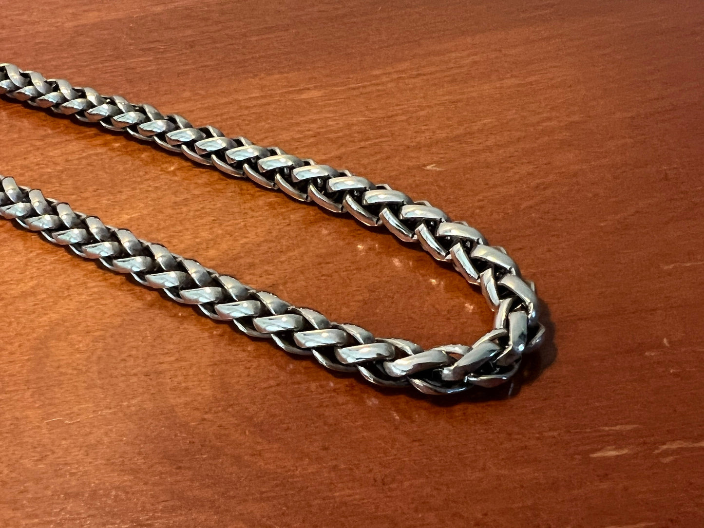 Vintage Solid Necklace 8 3/4 long jewelry in silver stainless steel