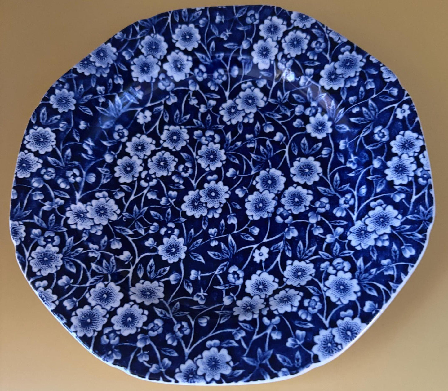 CALICO Blue and White Floral Saucer Plates Royal Crownford Ironstone England Blue and White Floral Transferware Lover Antiques