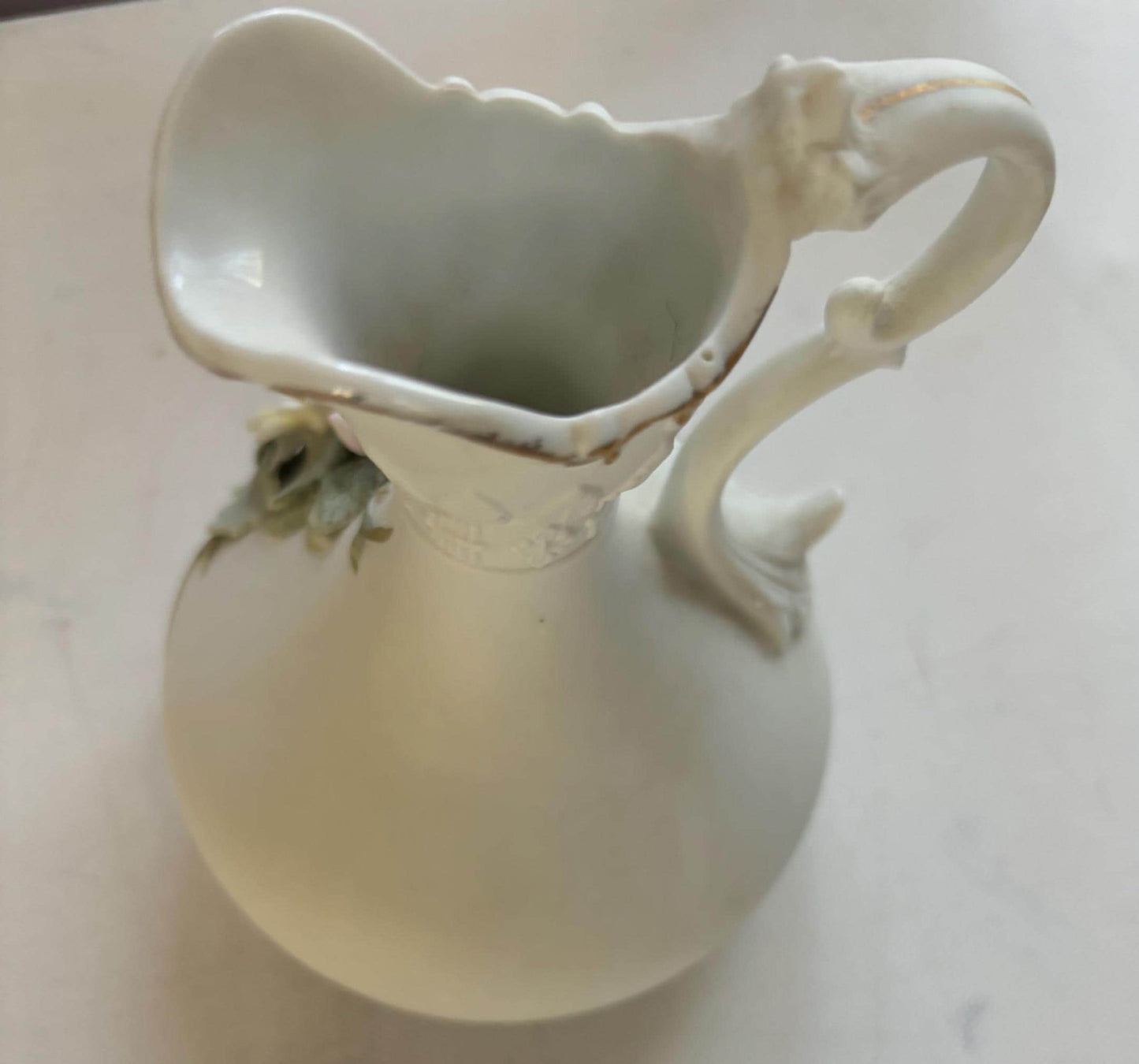Vintage Lefton Hand Painted Porcelain Pitcher with Handle Capodimonte Figurine Numbered KW4196 Lover Antiques and Vintage