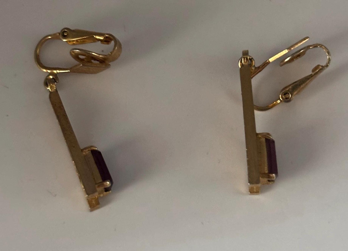 Vintage Avon Amethyst Stone & Gold Earrings Lover Antiques and Vintage