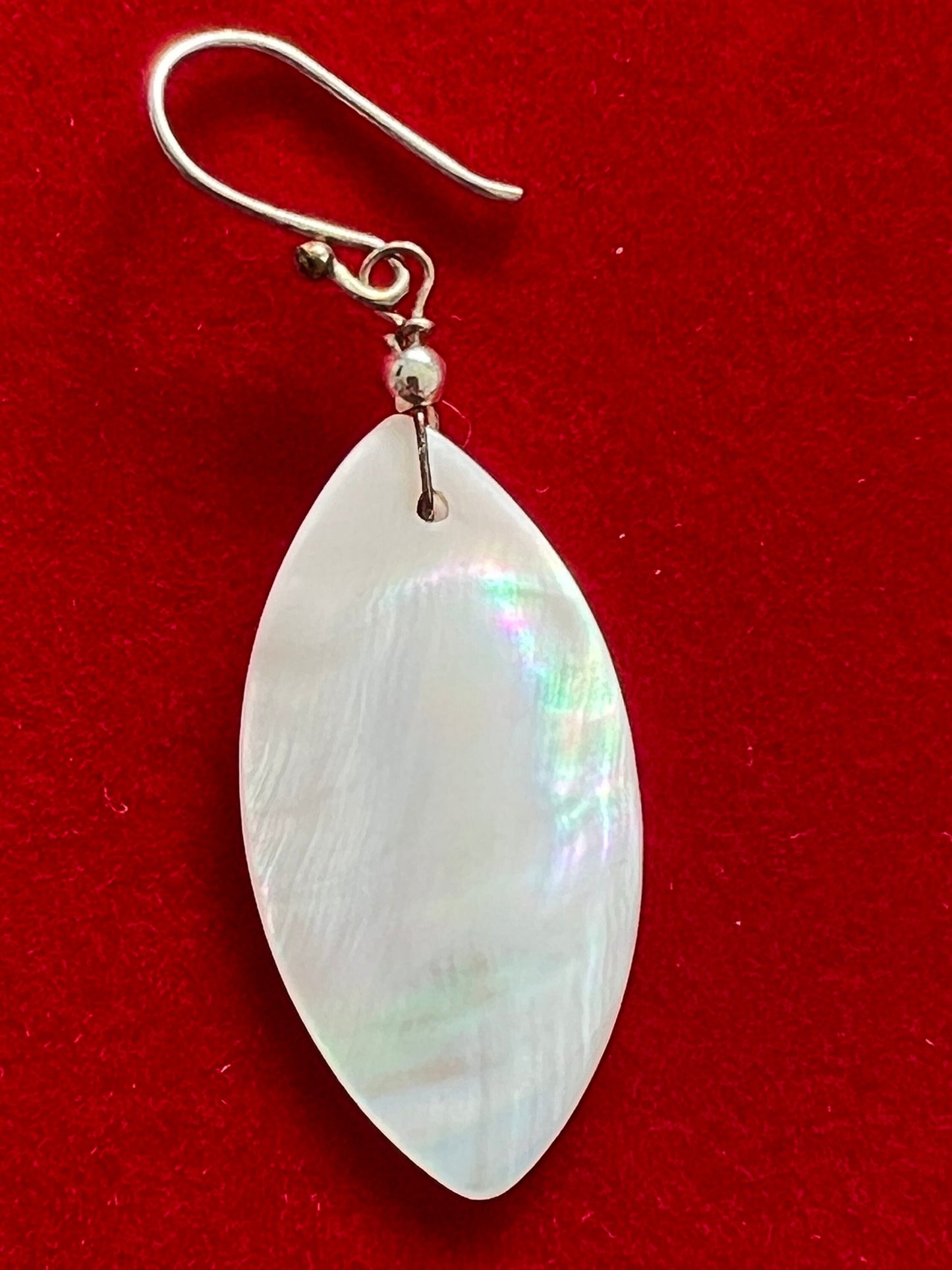 Vintage Mother of Pearl Teardrop Earrings: Iridescent Shell Jewelry