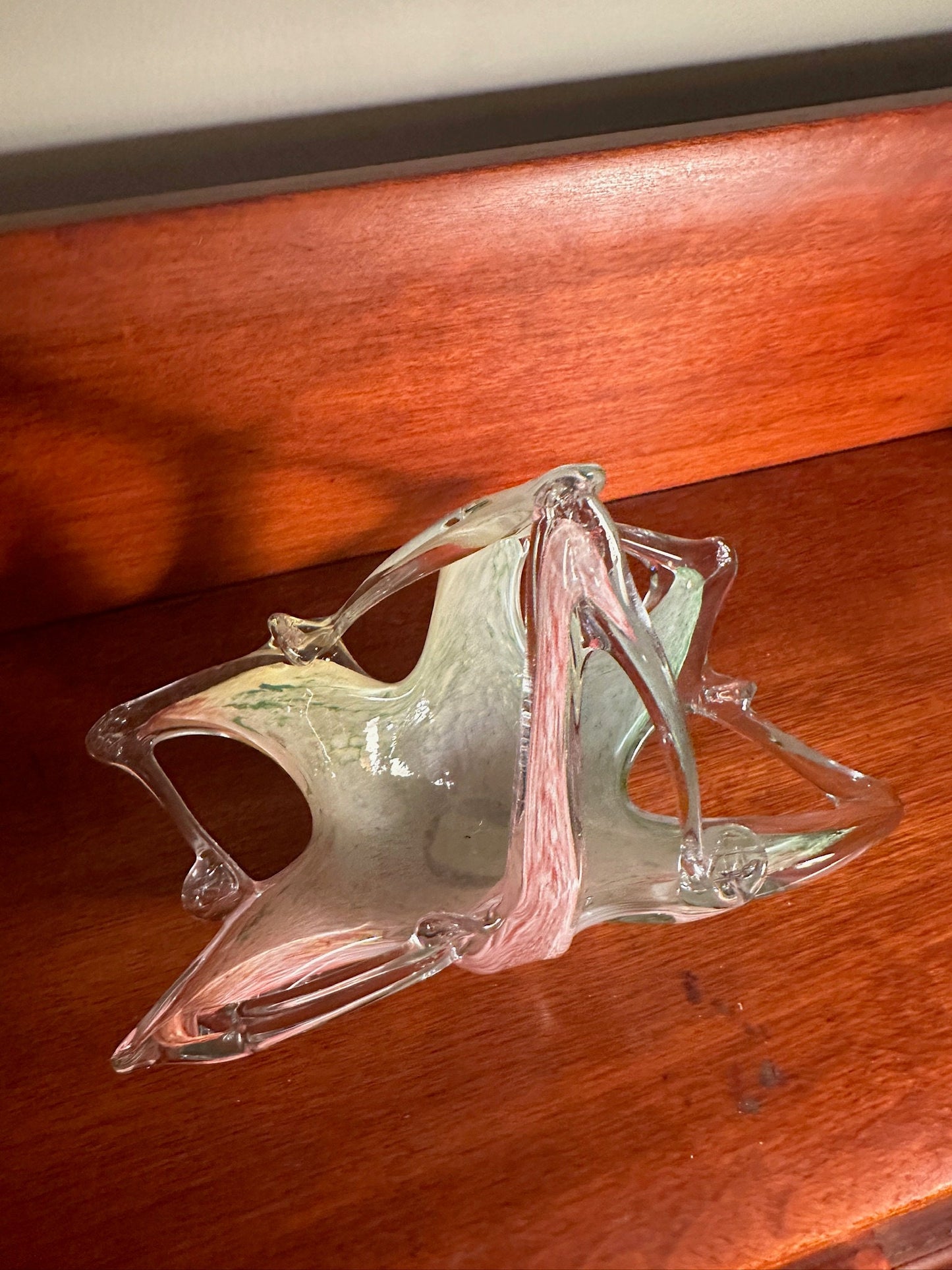 Vintage Murano Art Glass Bowl by Lavorazione: Pink, Blue, Green