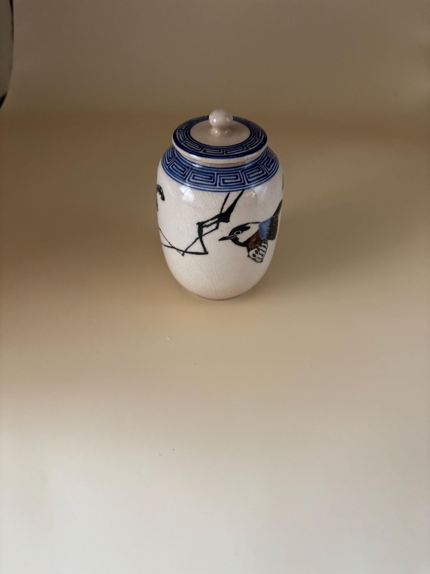 Antique Meiji Japanese Ginger Jar: Cobalt Blue & White Porcelain
