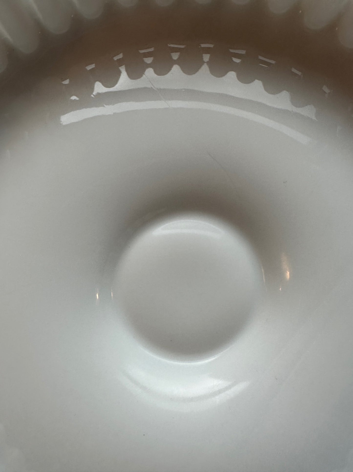Vintage Fenton Milk Glass Cake Stand: Hobnail Ruffled Edge, White Display