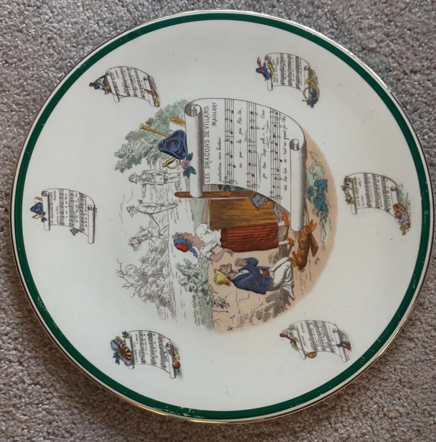 Antique Peasant Village Parry Vieille Very Large Rare French Opera Platter Signed PV Lover Antiques and Vintage