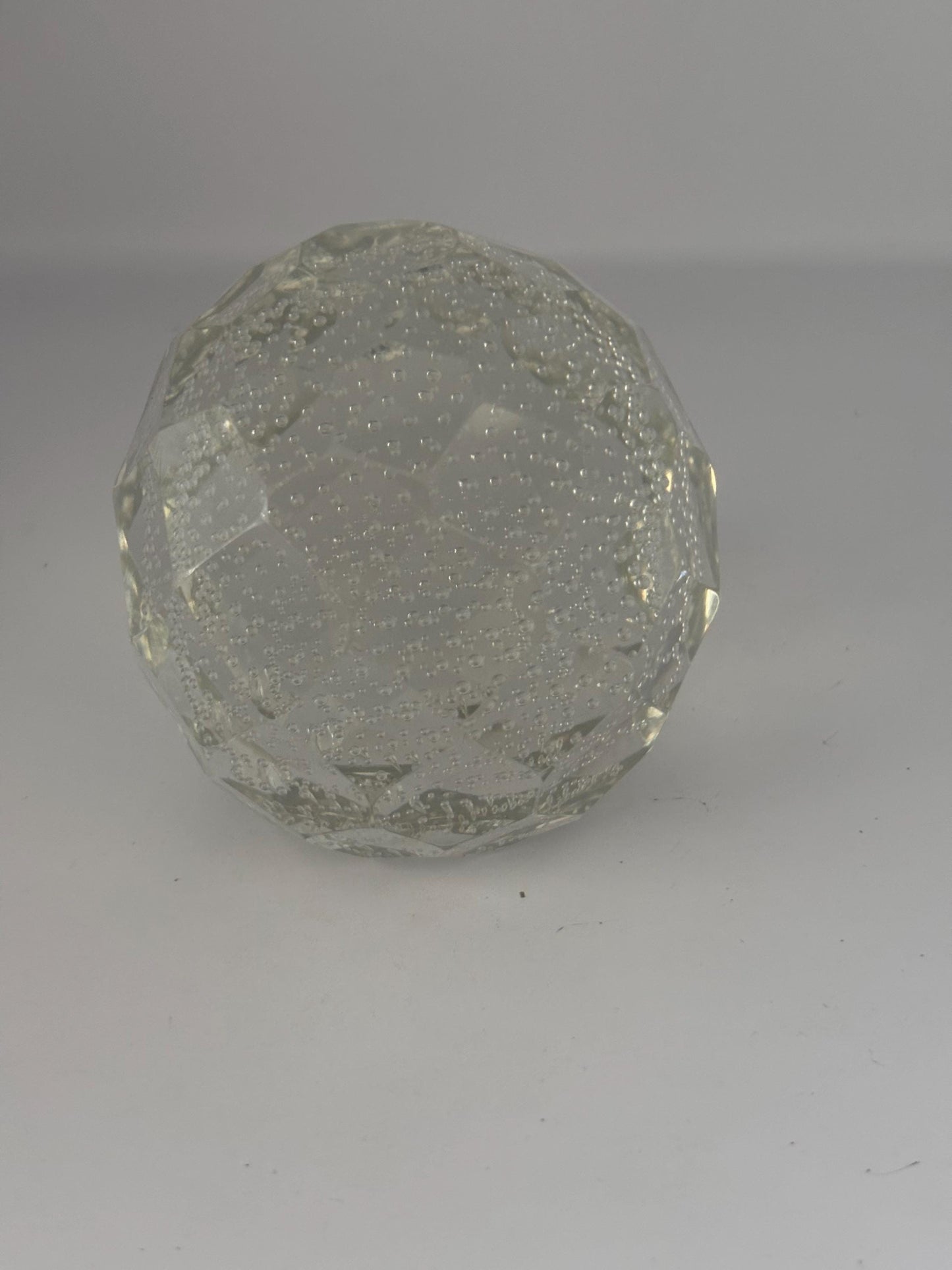 Vintage Murano Crystal Bullicante Glass Paperweight with Controlled Bubbles 3 Inch Diameter Art Deco