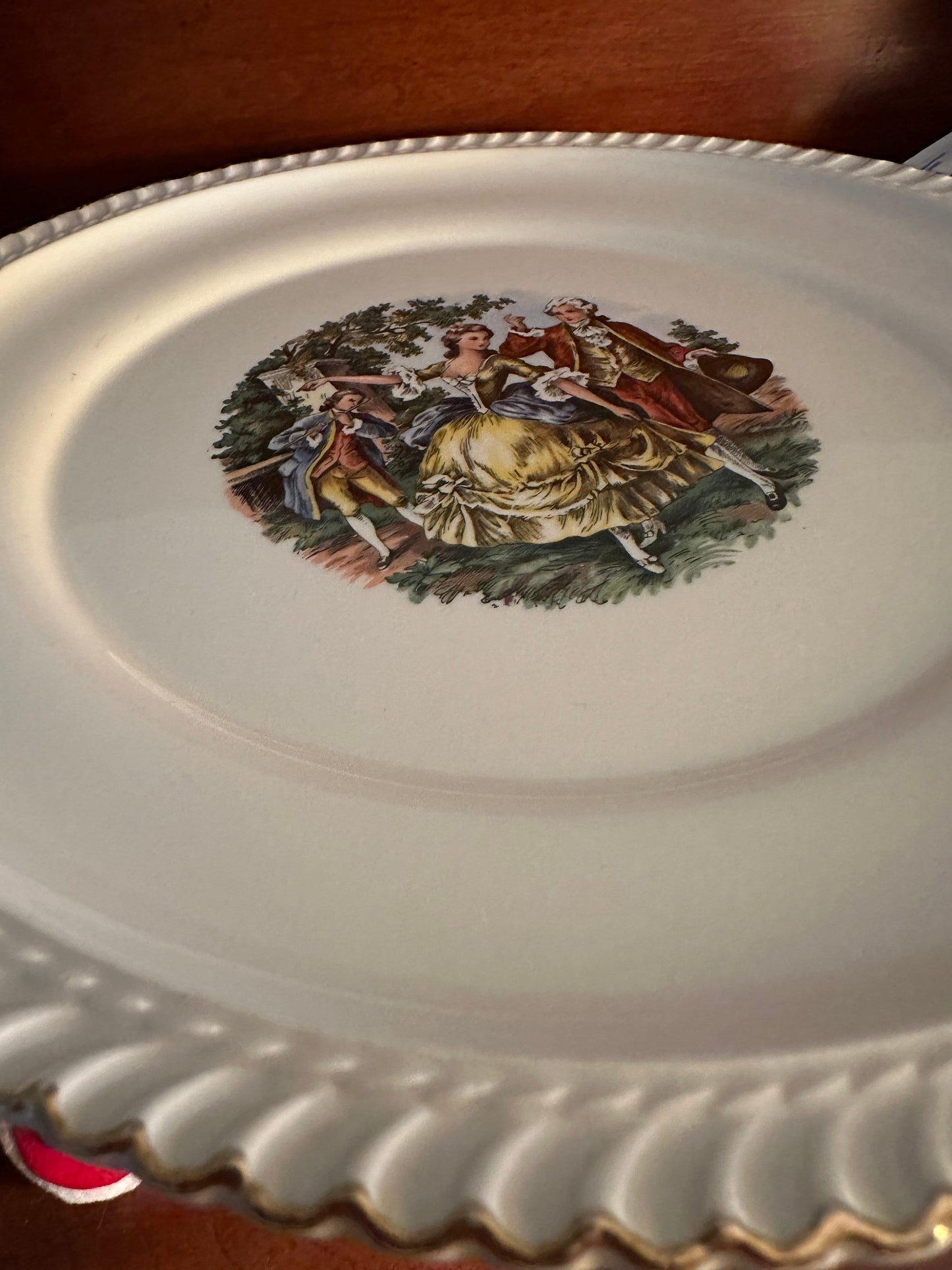 Vintage Harker Pottery Plate: Gödel Victorian Courting Couple, 22K Gold