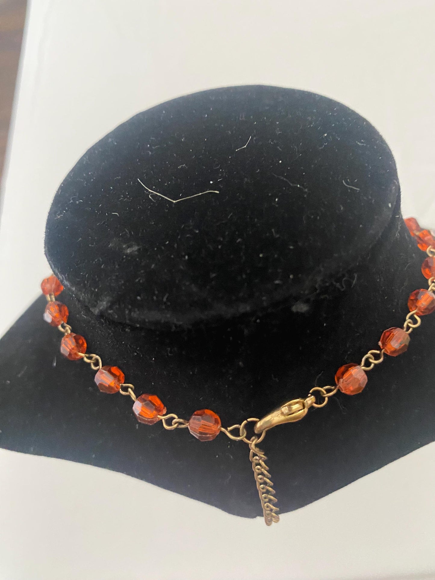 Vintage Amber Glass Czechoslovakian Beaded Necklace with Pendant