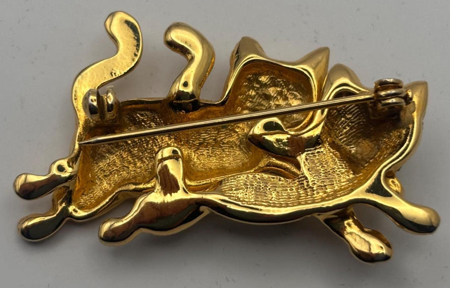 Vintage Cats with Bows Brooch, Gold & Silver Kittens Pin, Lover Antiques and Vintage