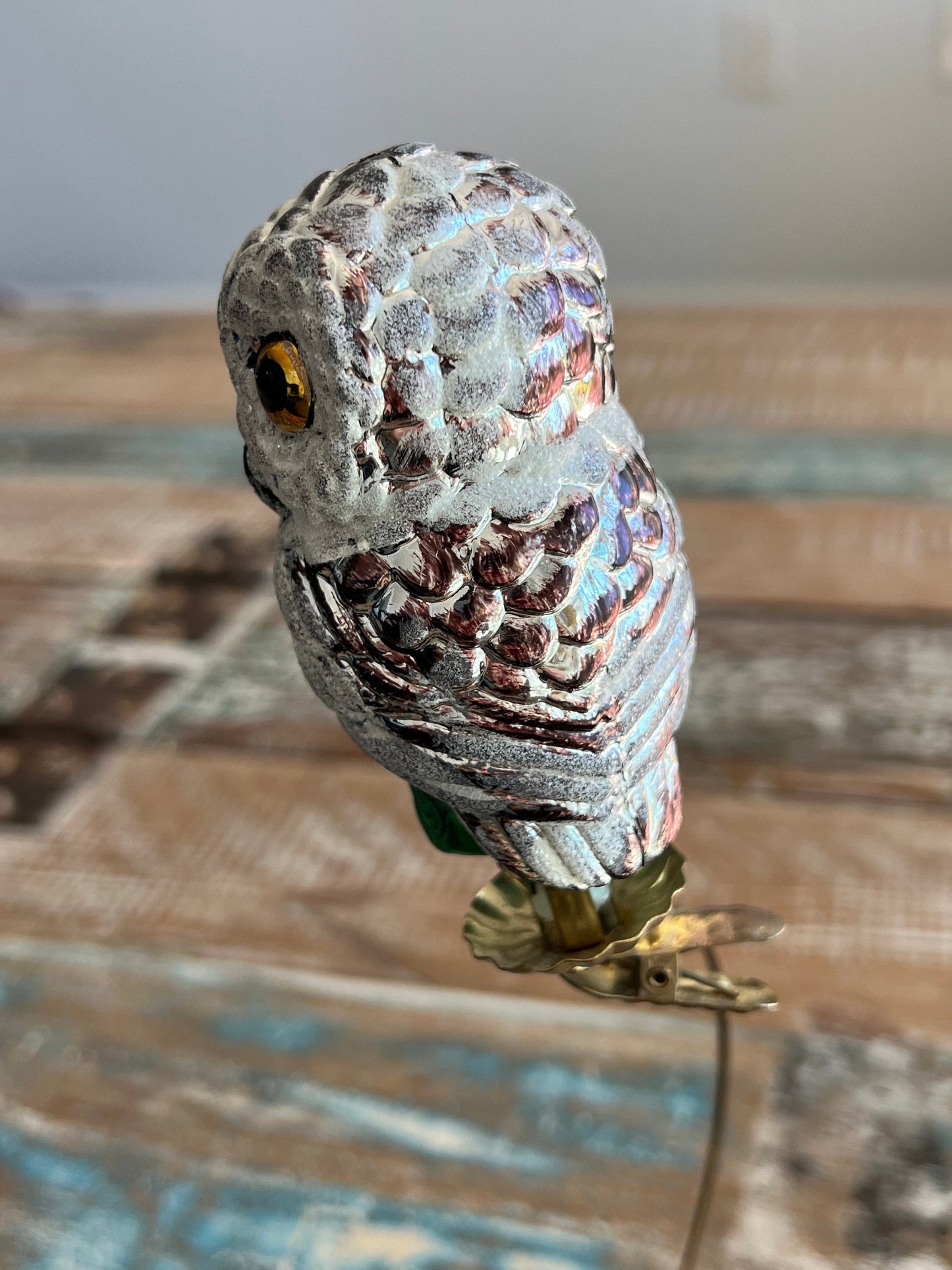 Vintage Owl Ornament, Glass Clip On, Christmas Holiday Retired Ornaments Lover Antiques and Vintage
