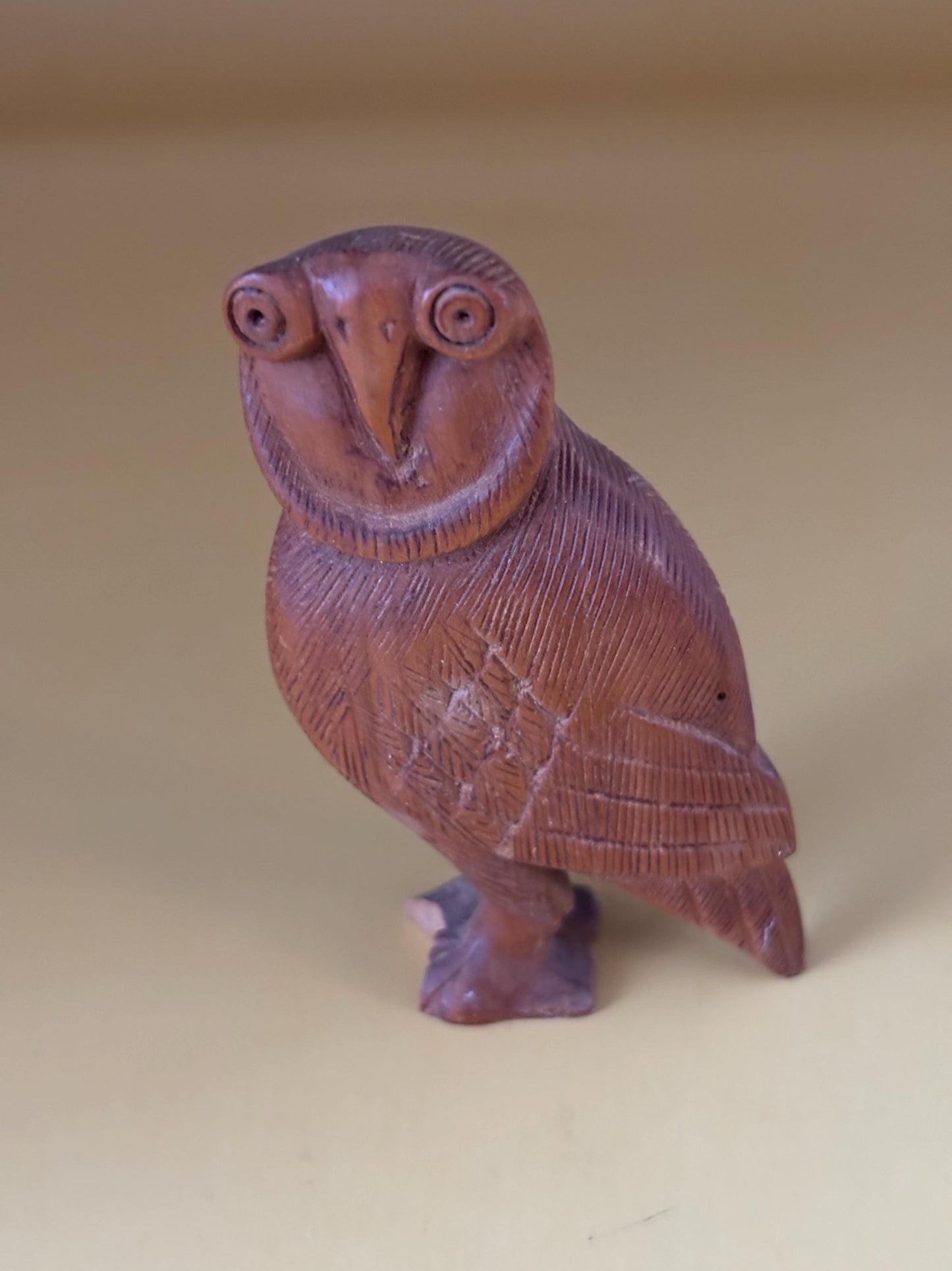 Hand Carved Owl Figurine, Indian Rosewood From India, Sheesham Wood Art