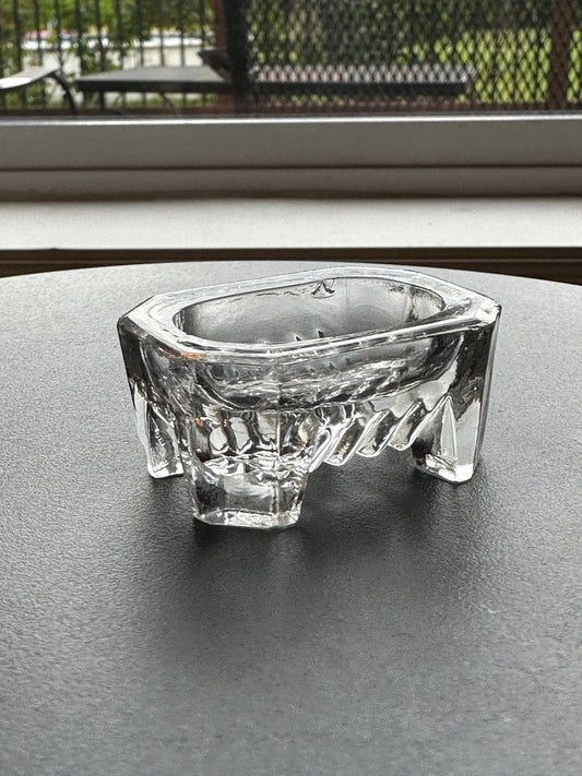 Vintage Clear Cut Glass Footed Dish: Rectangular Toothpick Holder