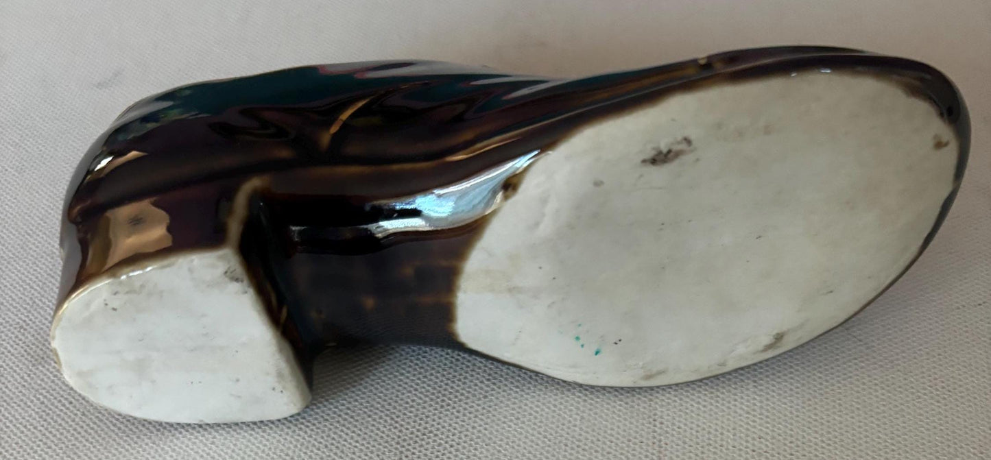 Antique German Oxford Shoe Ceramic Brown Saddle Shoe Lover Antiques and Vintage