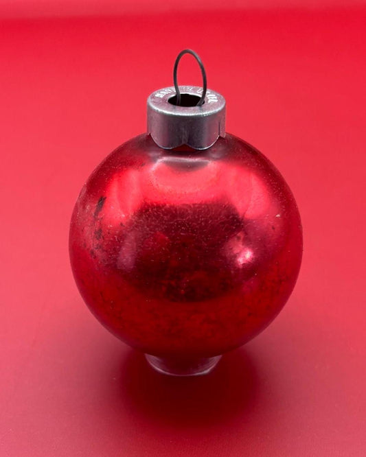 Vintage Red Shiny Brite Striped Ball Ornament Circle Circa 1940’s Lover Antiques and Vintage