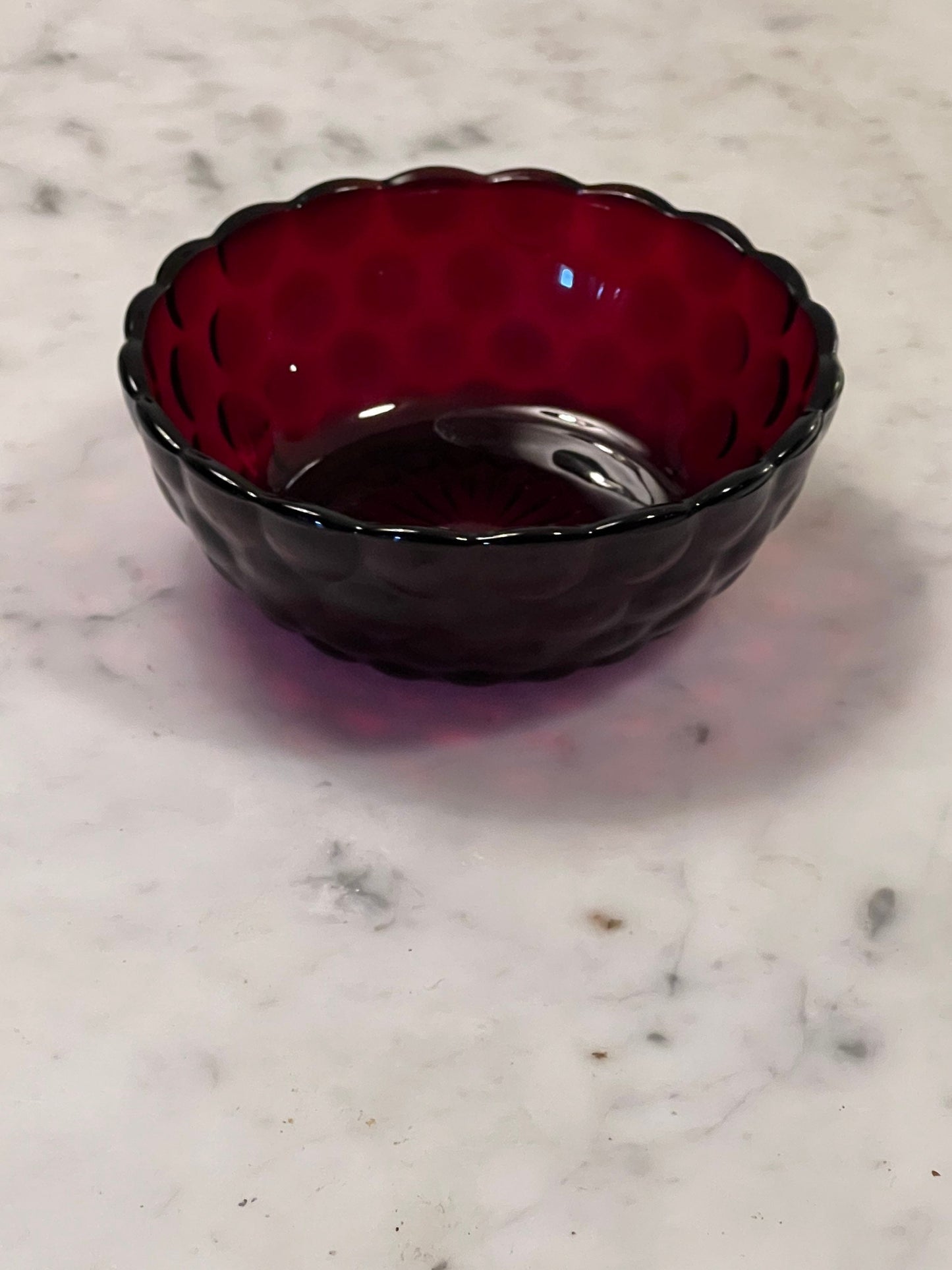 Ruby Red dessert cups set of 6 4.5” wide x 2” tall glass art artwork