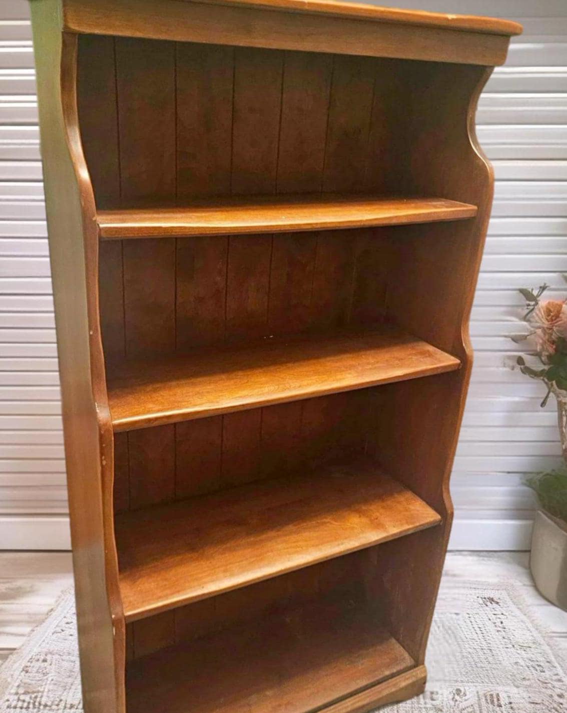 Vintage Cushman Colonial Rustic Wood Bookcase 48" | Open Shelving, Collectible Furniture, Antique Rustic Storage Unit