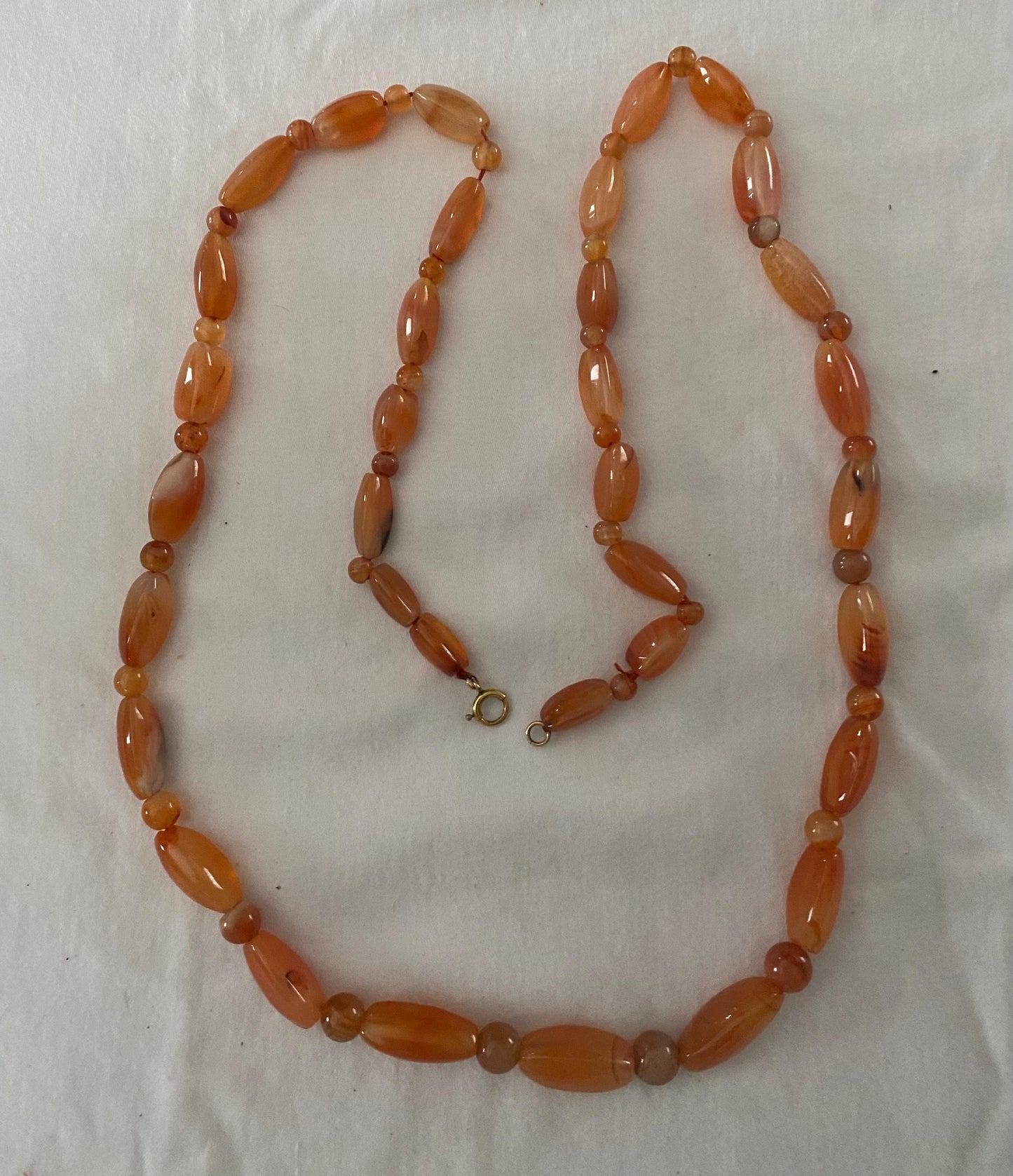 Carnelian Beaded Stone Necklace Orange Jewelry Unique Gift Opportunity Lover Antiques and Vintage